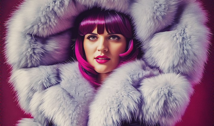 Stable Diffusion Render of Katie McGrath as Lena Luthor in a Fur Coat