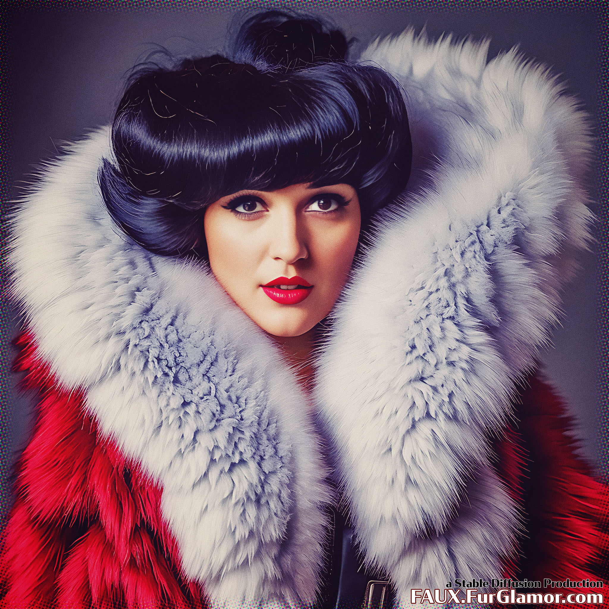 Stable Diffusion Render of Katie McGrath as Lena Luthor in a Fur Coat