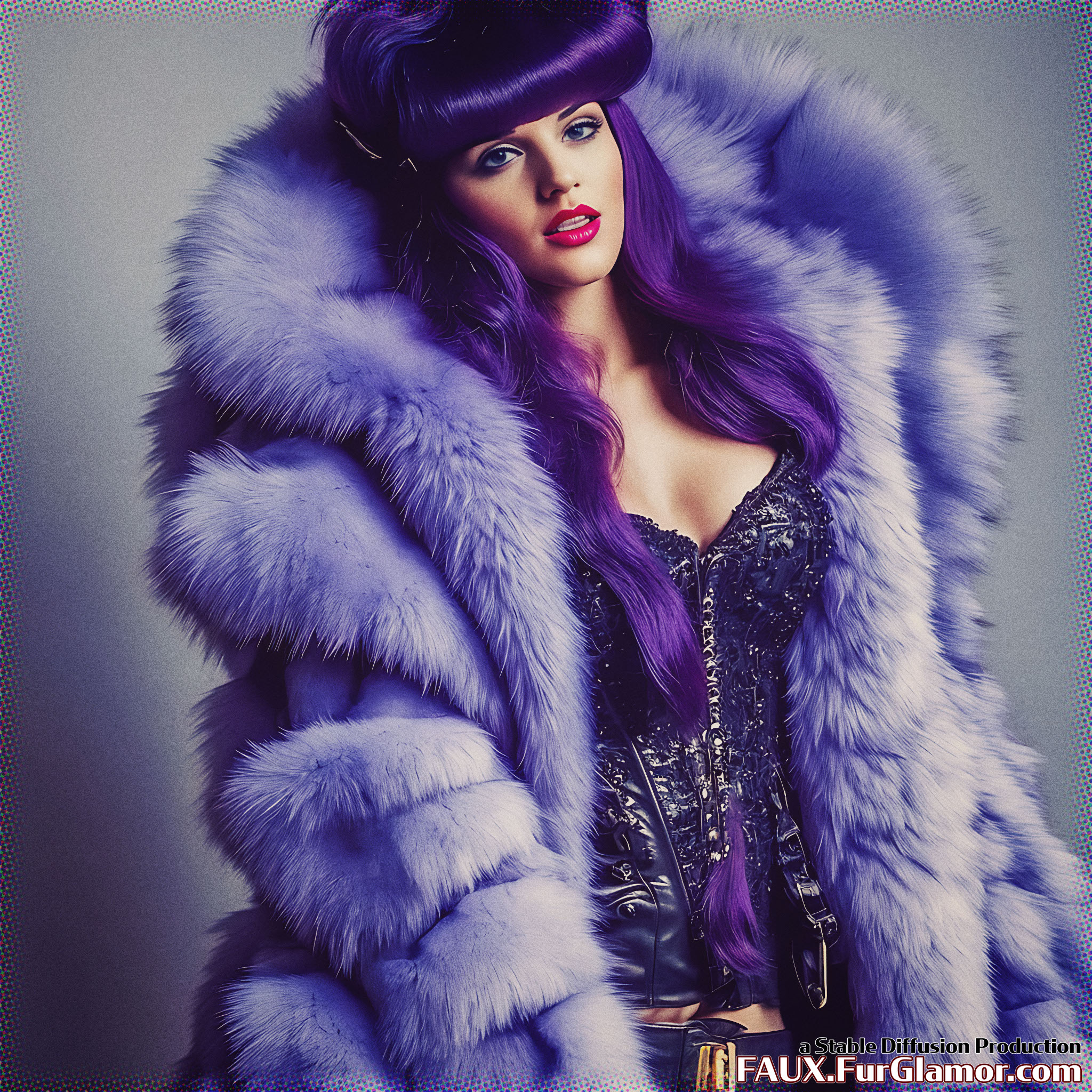 Stable Diffusion Render of Katie McGrath as Lena Luthor in a Fur Coat