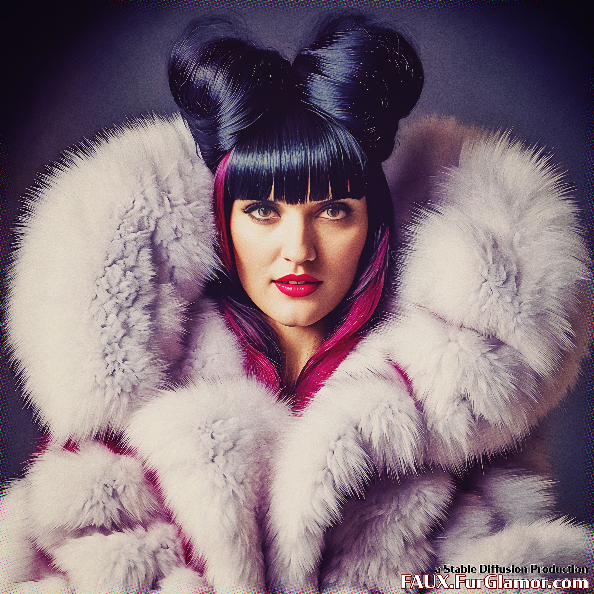 Stable Diffusion Render of Katie McGrath as Lena Luthor in a Fur Coat