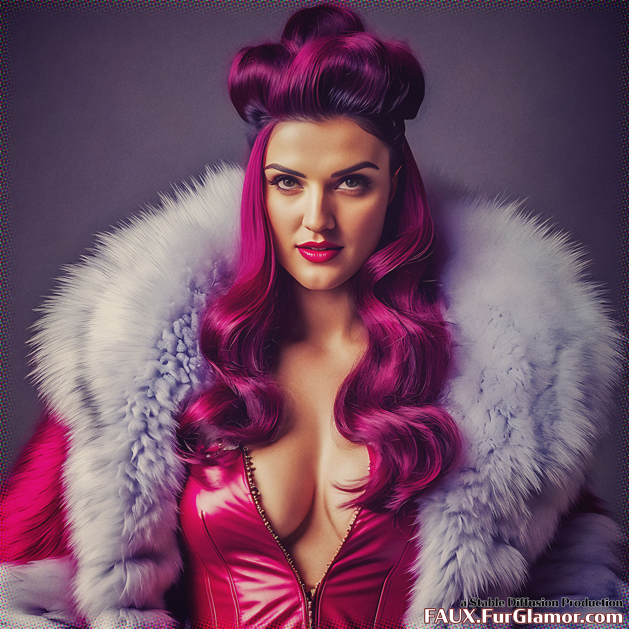 Stable Diffusion Render of Katie McGrath as Lena Luthor in a Fur Coat