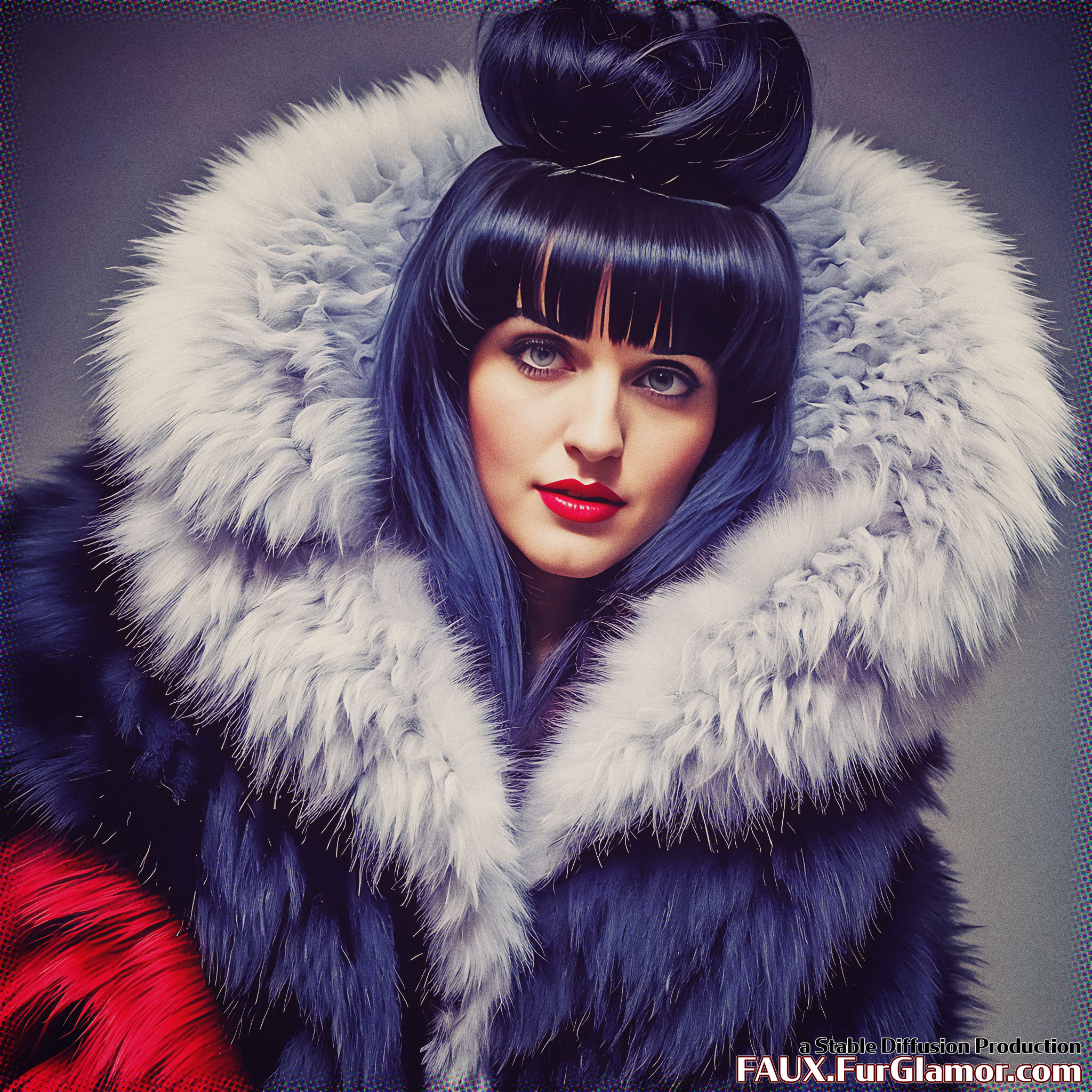 Stable Diffusion Render of Katie McGrath as Lena Luthor in a Fur Coat