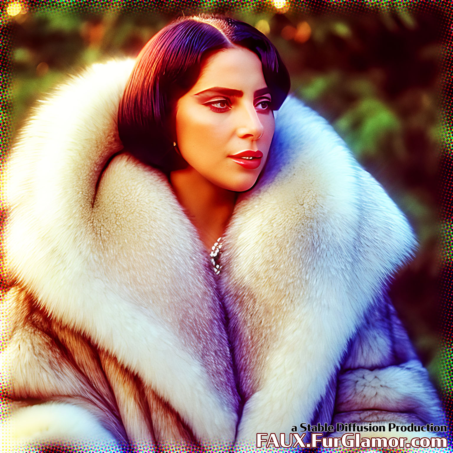Stable Diffusion Render of Lady Gaga in a Fur Coat