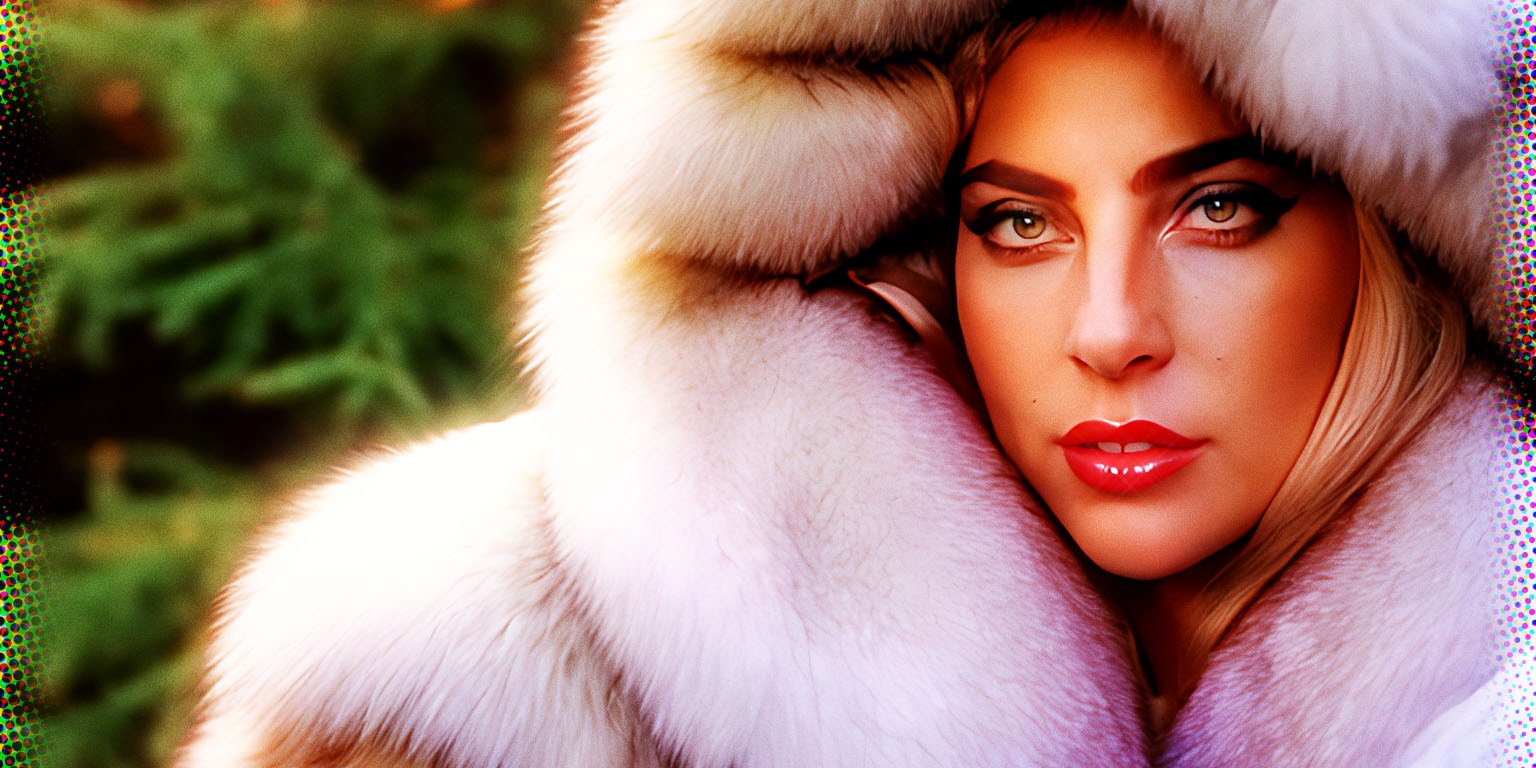 Stable Diffusion Render of Lady Gaga in a Fur Coat