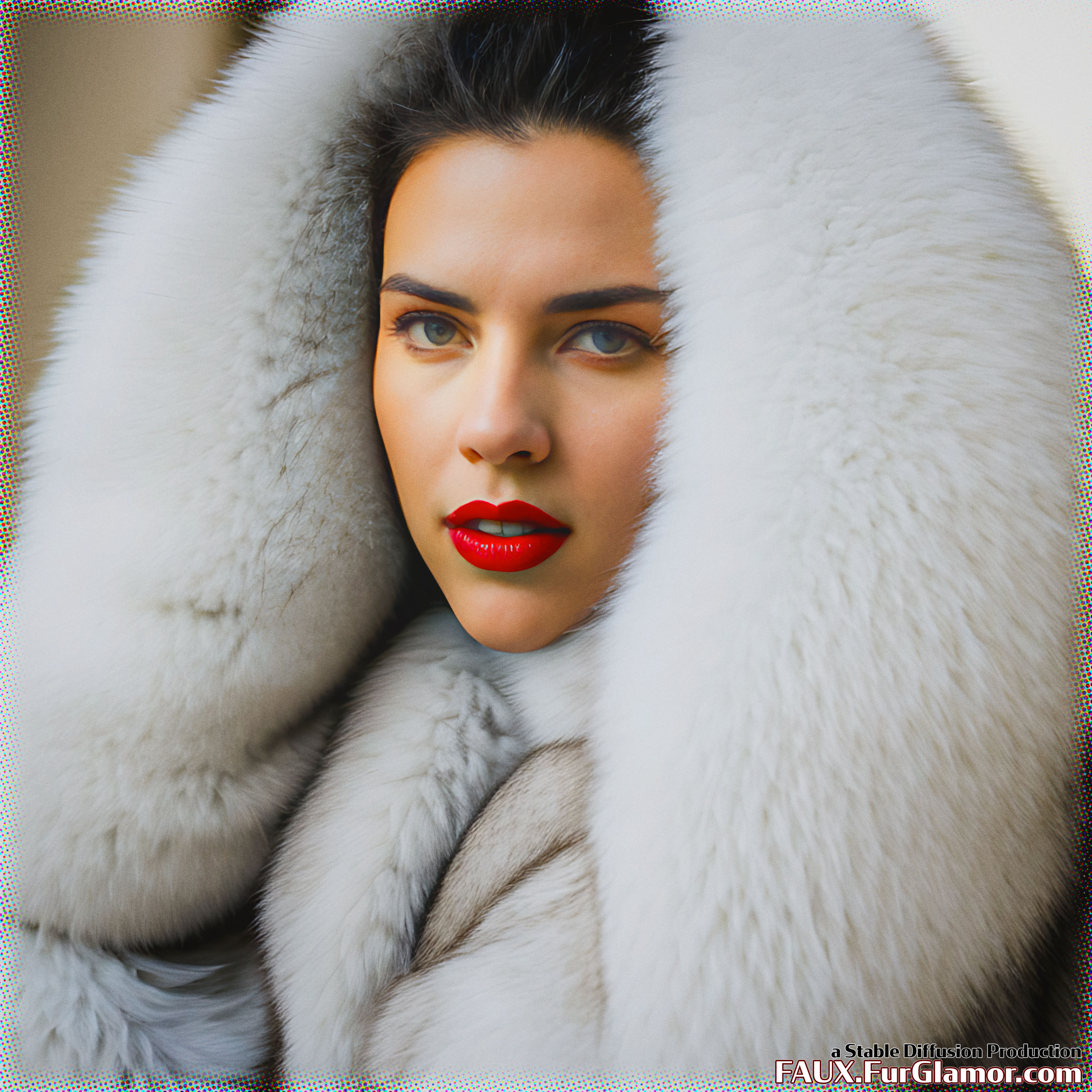 Stable Diffusion Render of Scarlett Johansson in a Fur Coat
