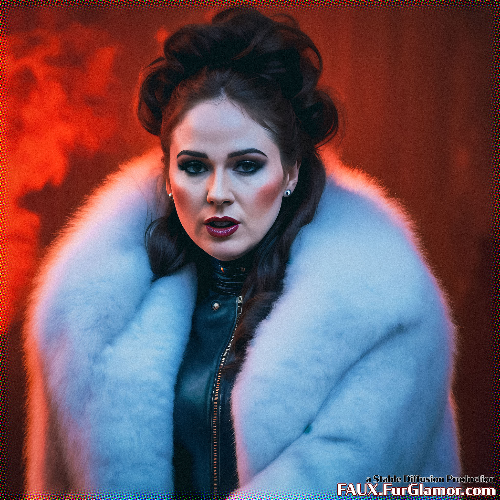 Stable Diffusion Render of Karen Gillan in a Fur Coat