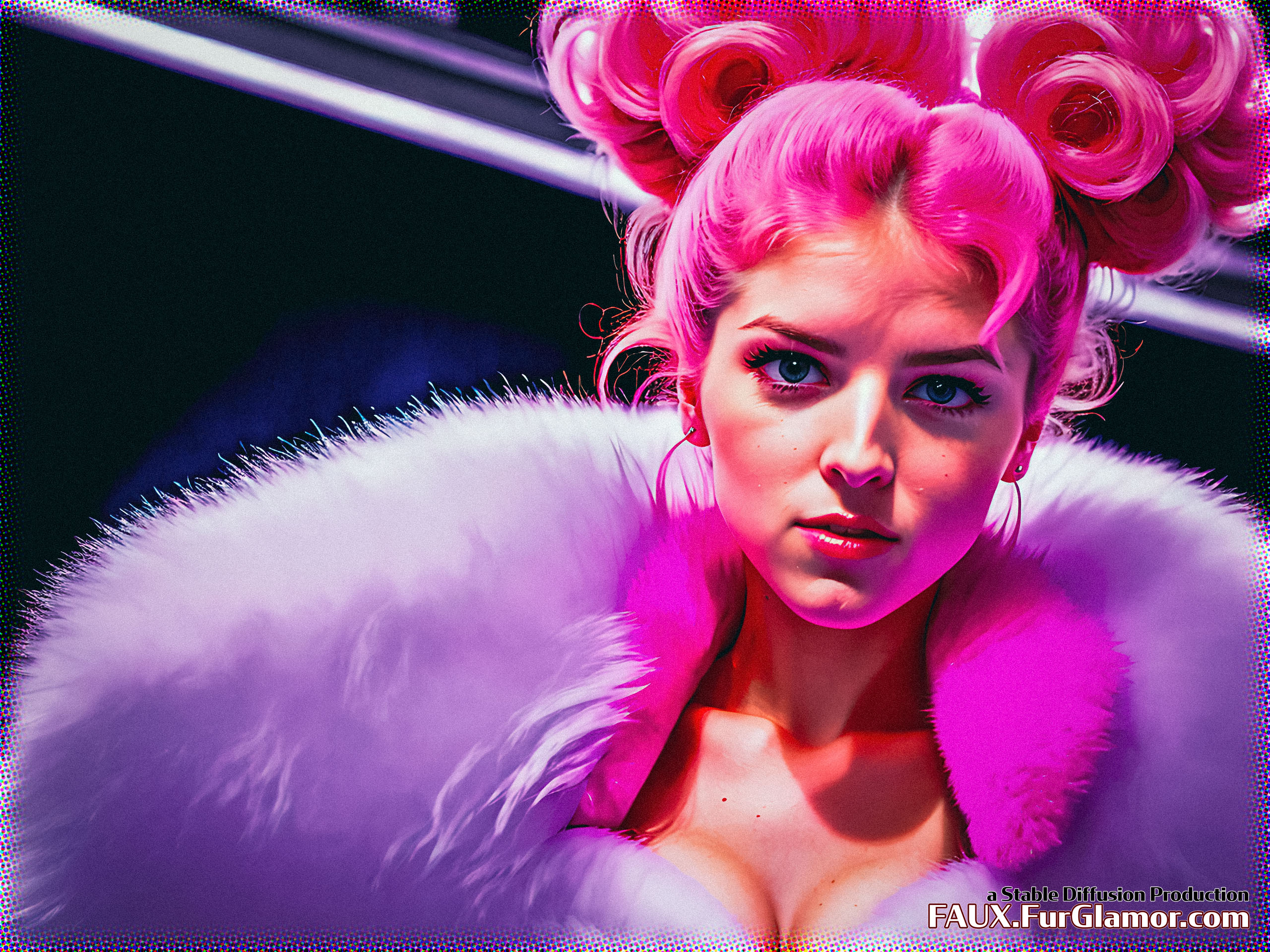 Stable Diffusion Render of Anna Kendrick in a Fur Coat