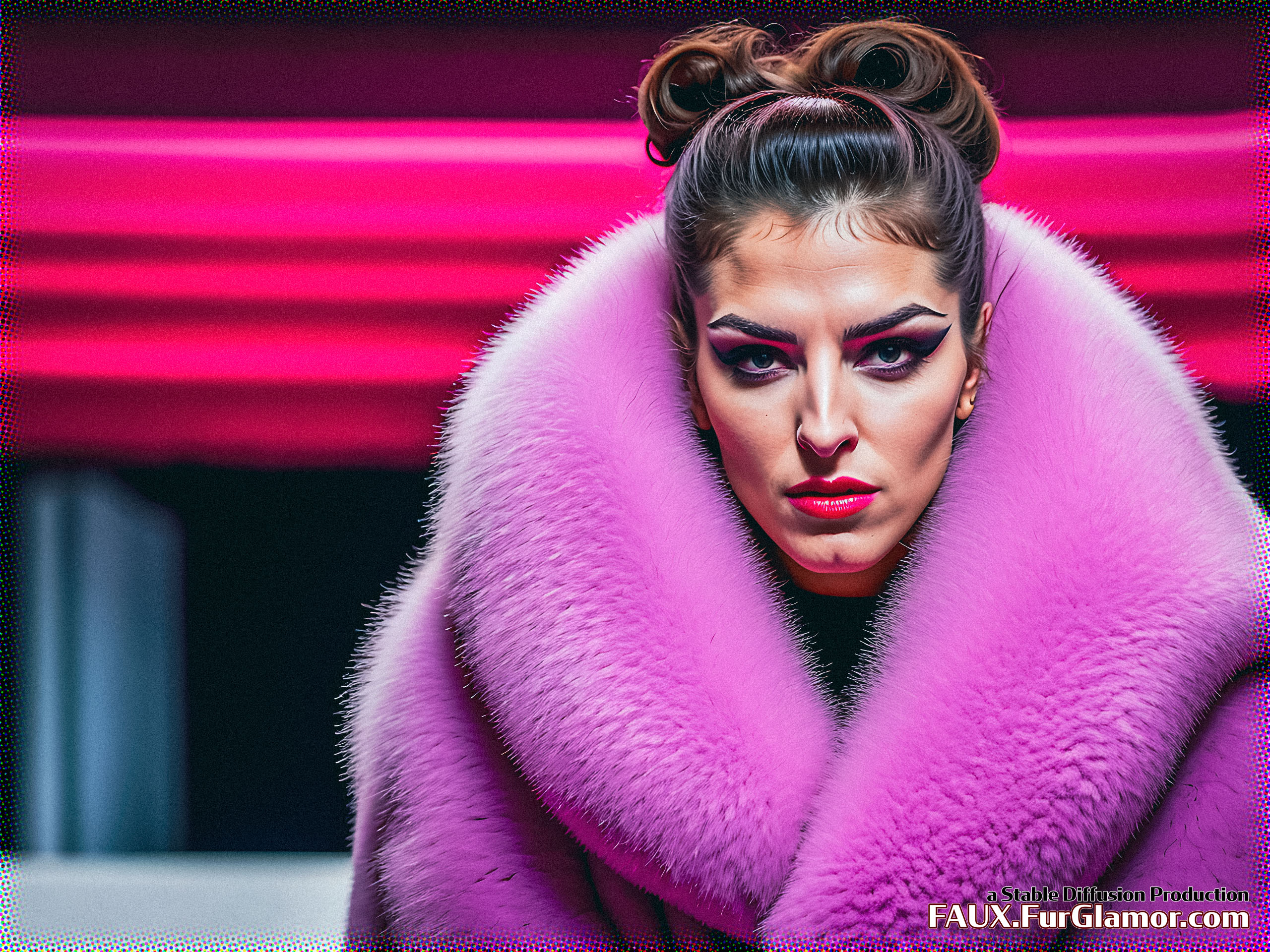 Stable Diffusion Render of Anna Kendrick in a Fur Coat