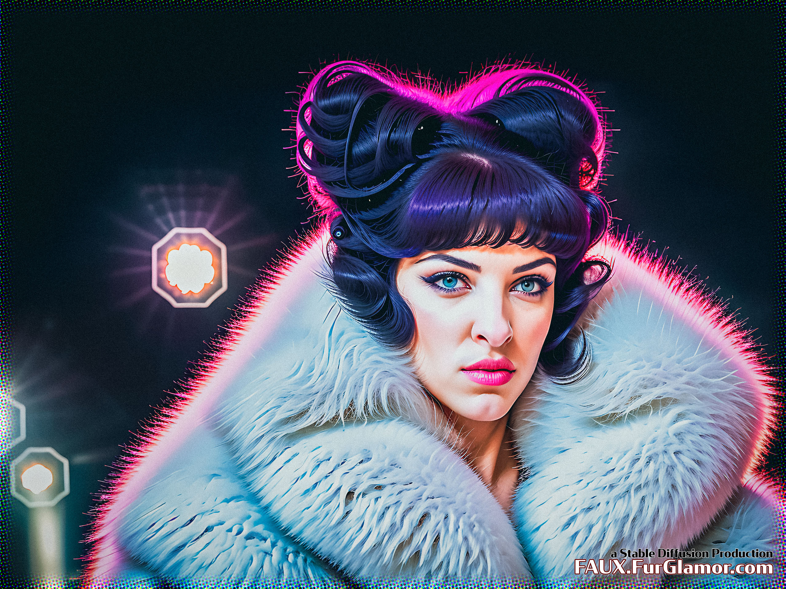 Stable Diffusion Render of Anna Kendrick in a Fur Coat