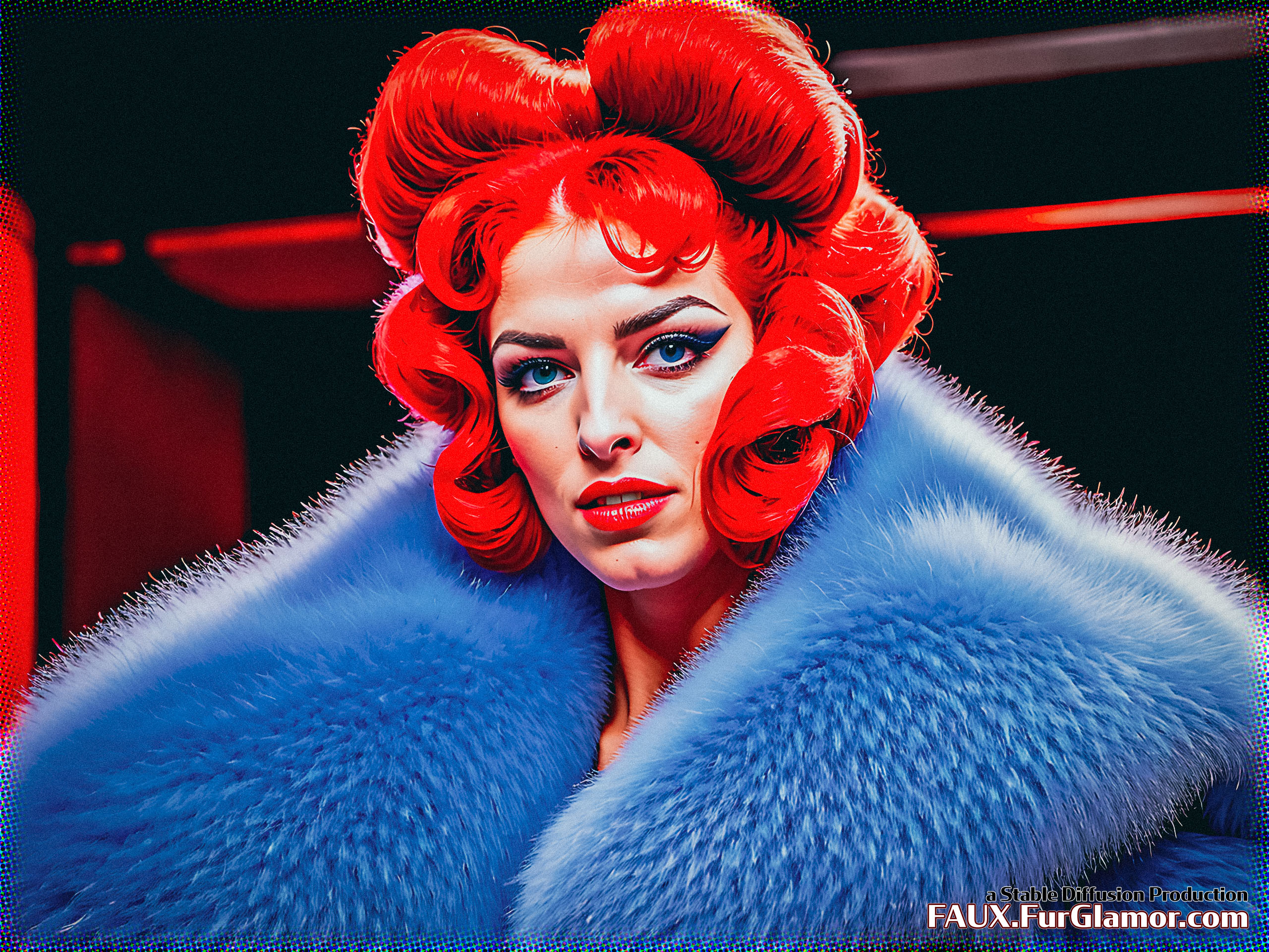 Stable Diffusion Render of Anna Kendrick in a Fur Coat