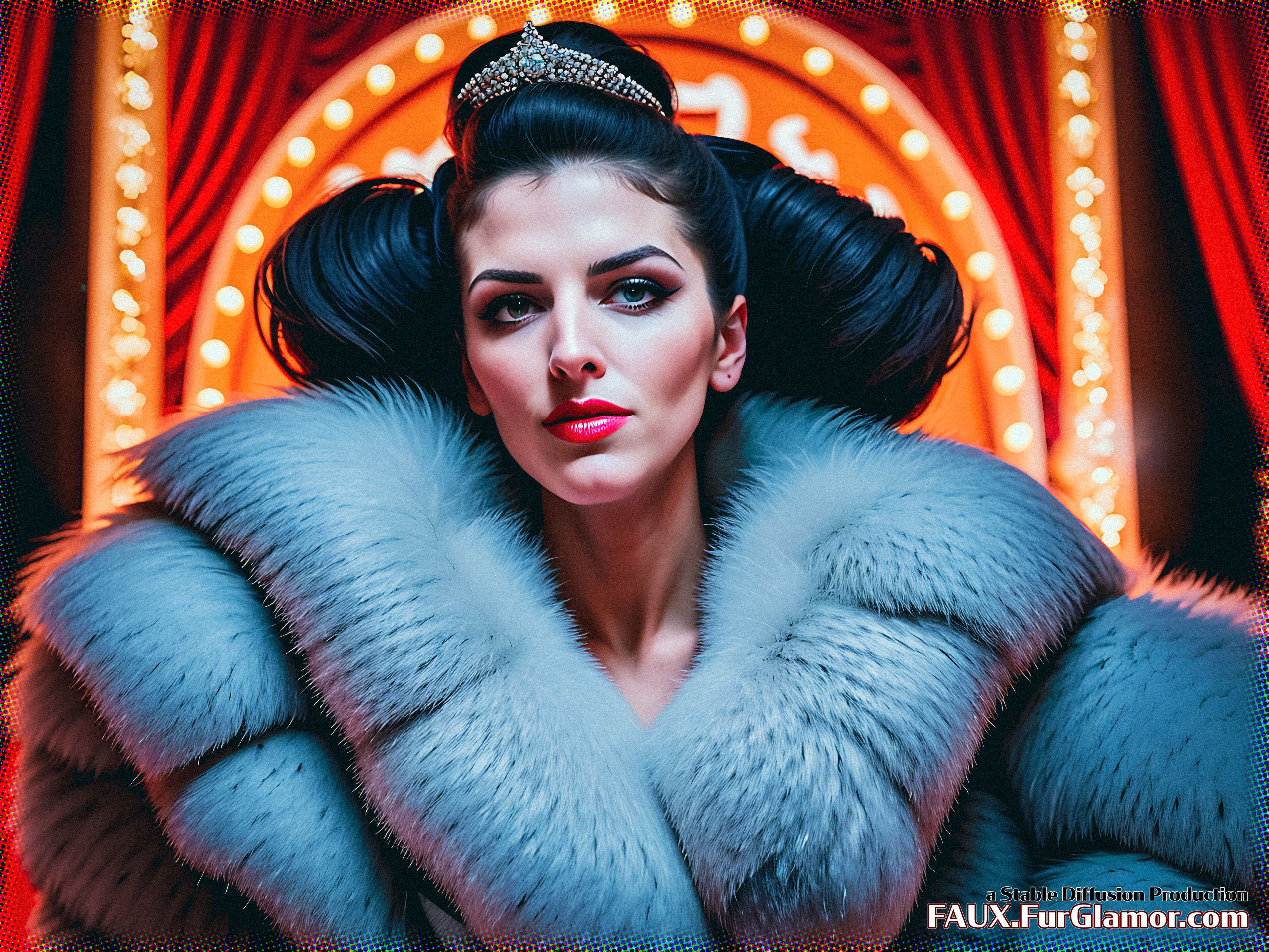 Stable Diffusion Render of Anna Kendrick in a Fur Coat