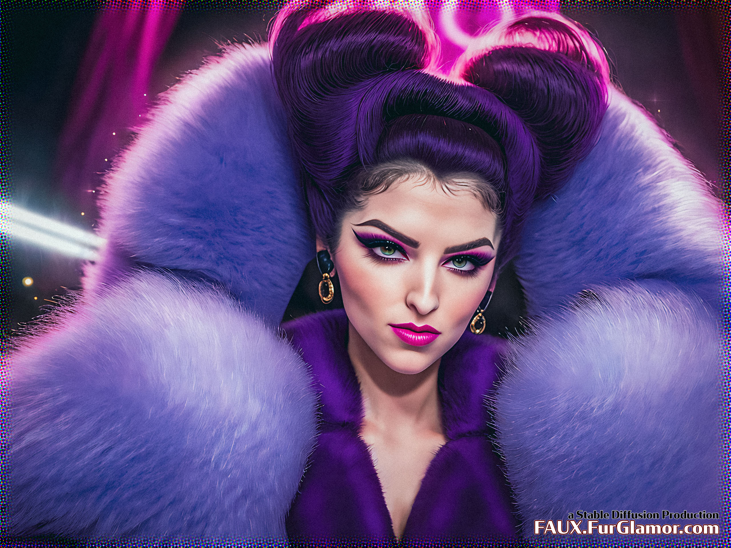 Stable Diffusion Render of Anna Kendrick in a Fur Coat