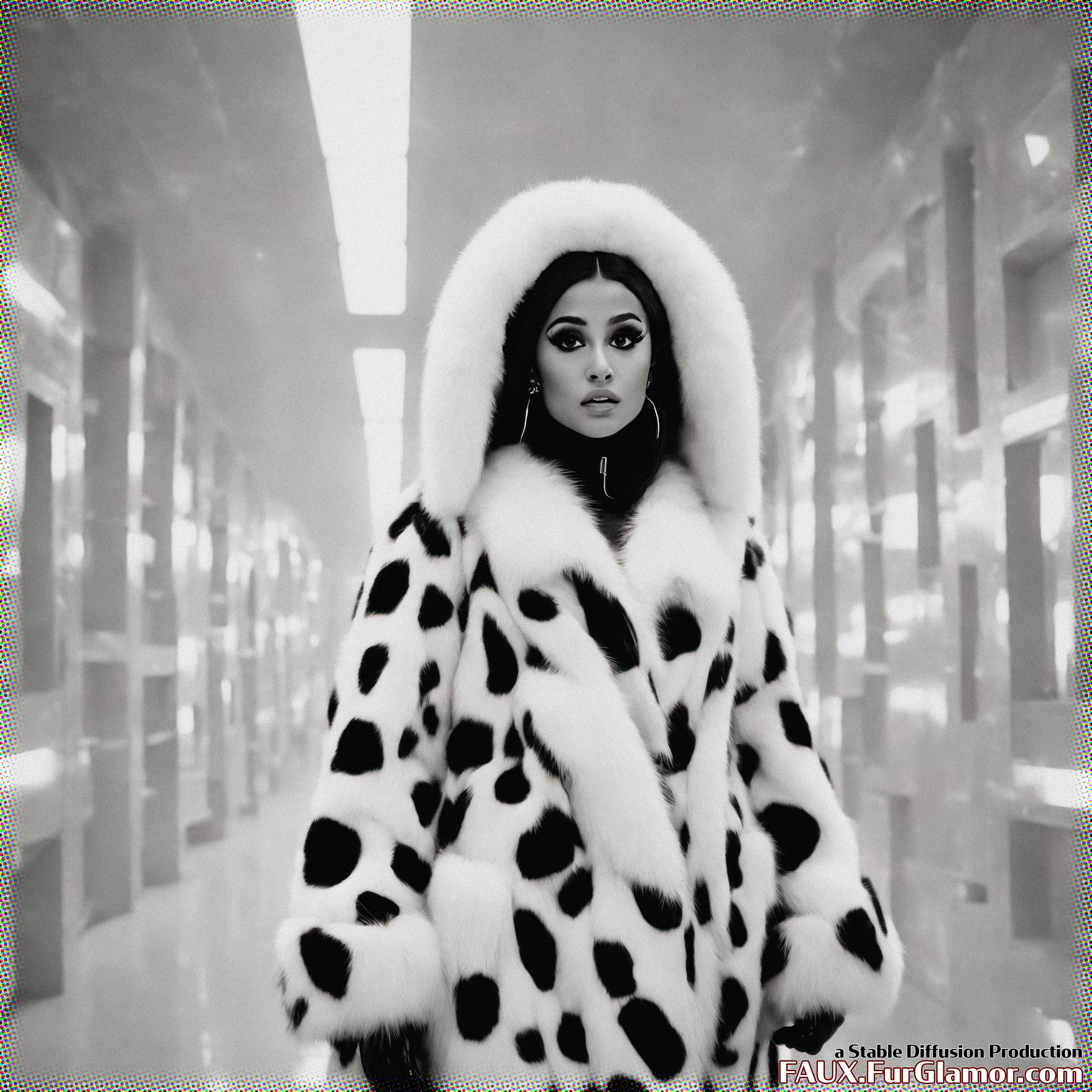 Stable Diffusion Render of Ariana Grande in a Fur Coat