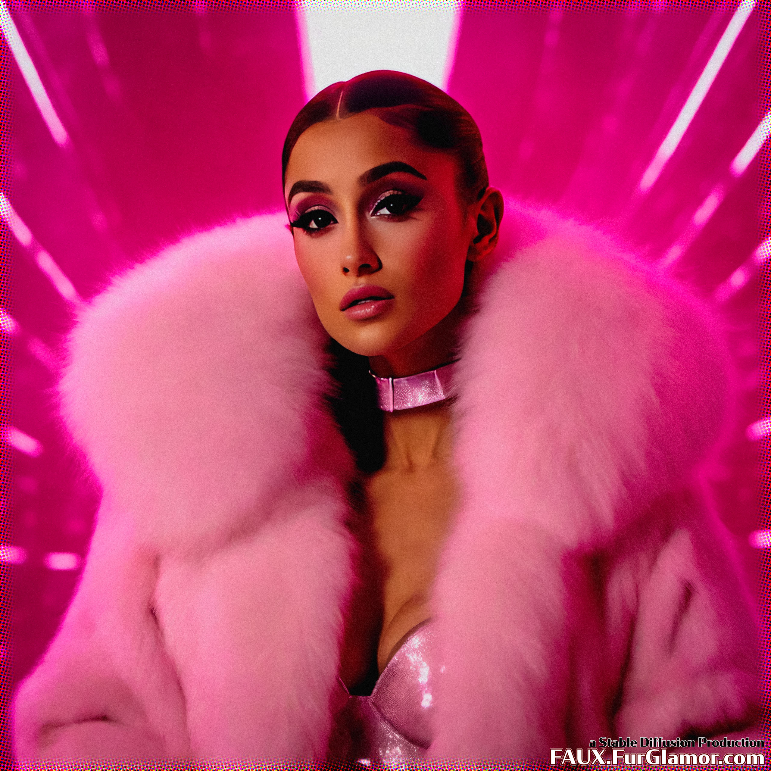 Stable Diffusion Render of Ariana Grande in a Fur Coat