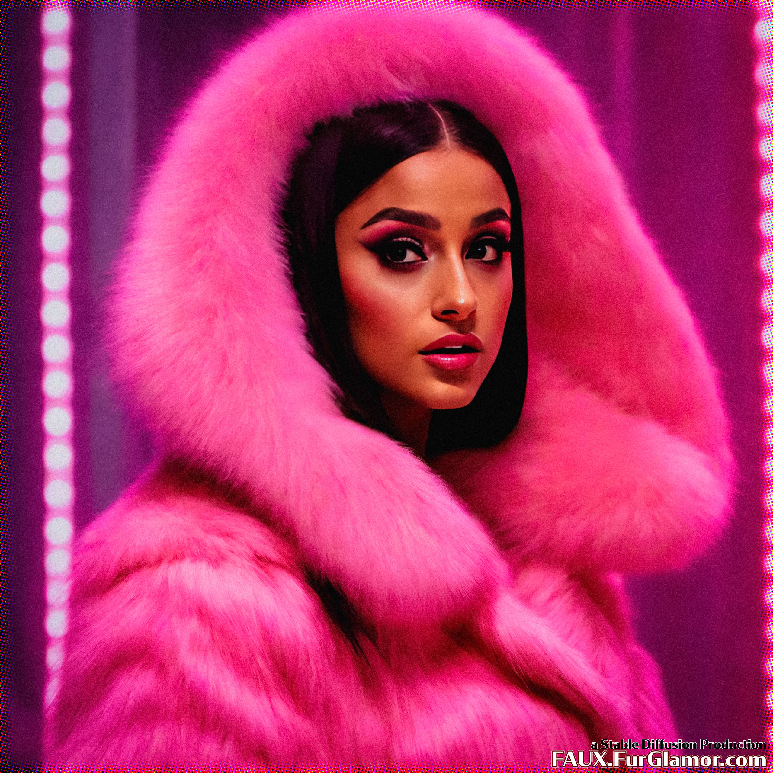 Stable Diffusion Render of Ariana Grande in a Fur Coat