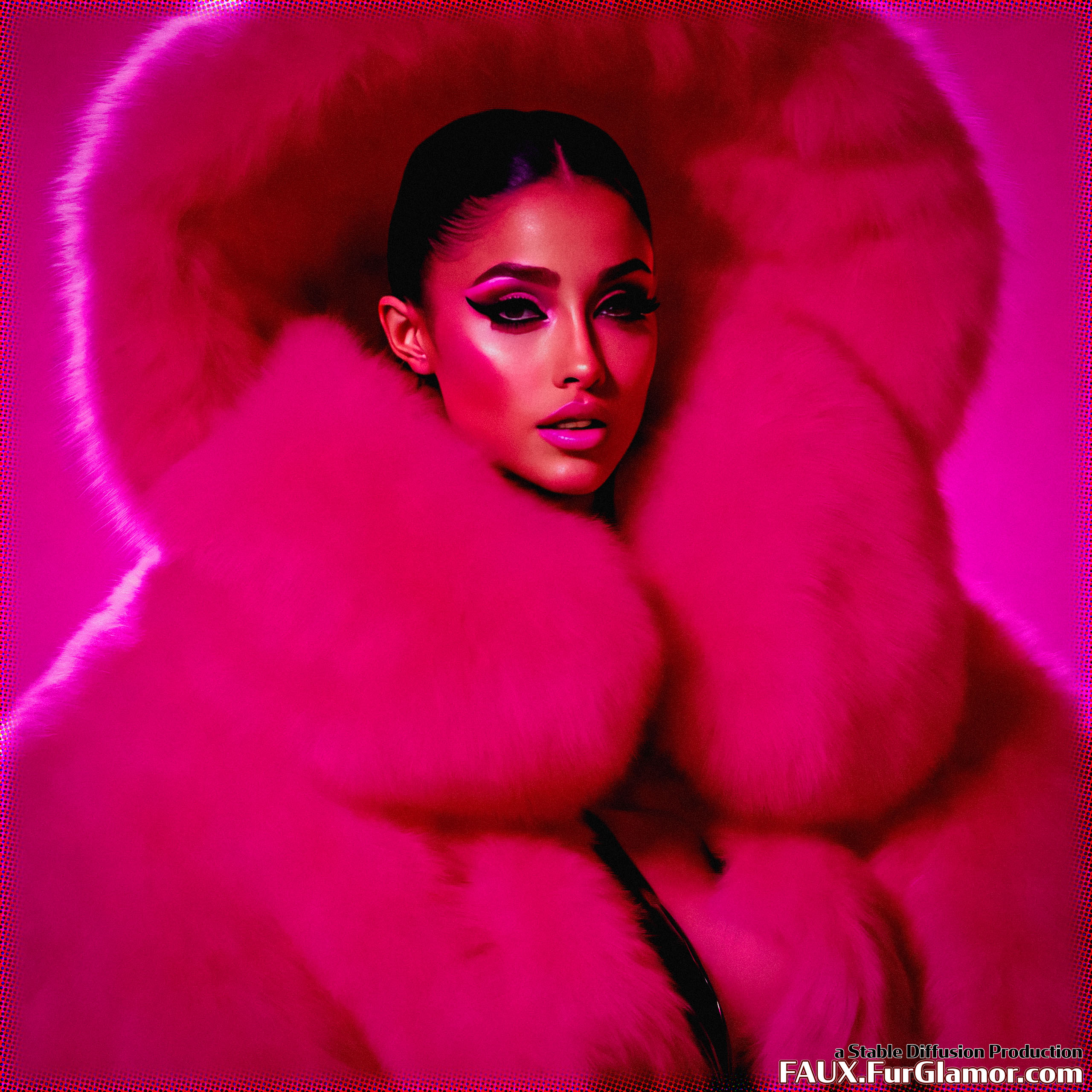Stable Diffusion Render of Ariana Grande in a Fur Coat