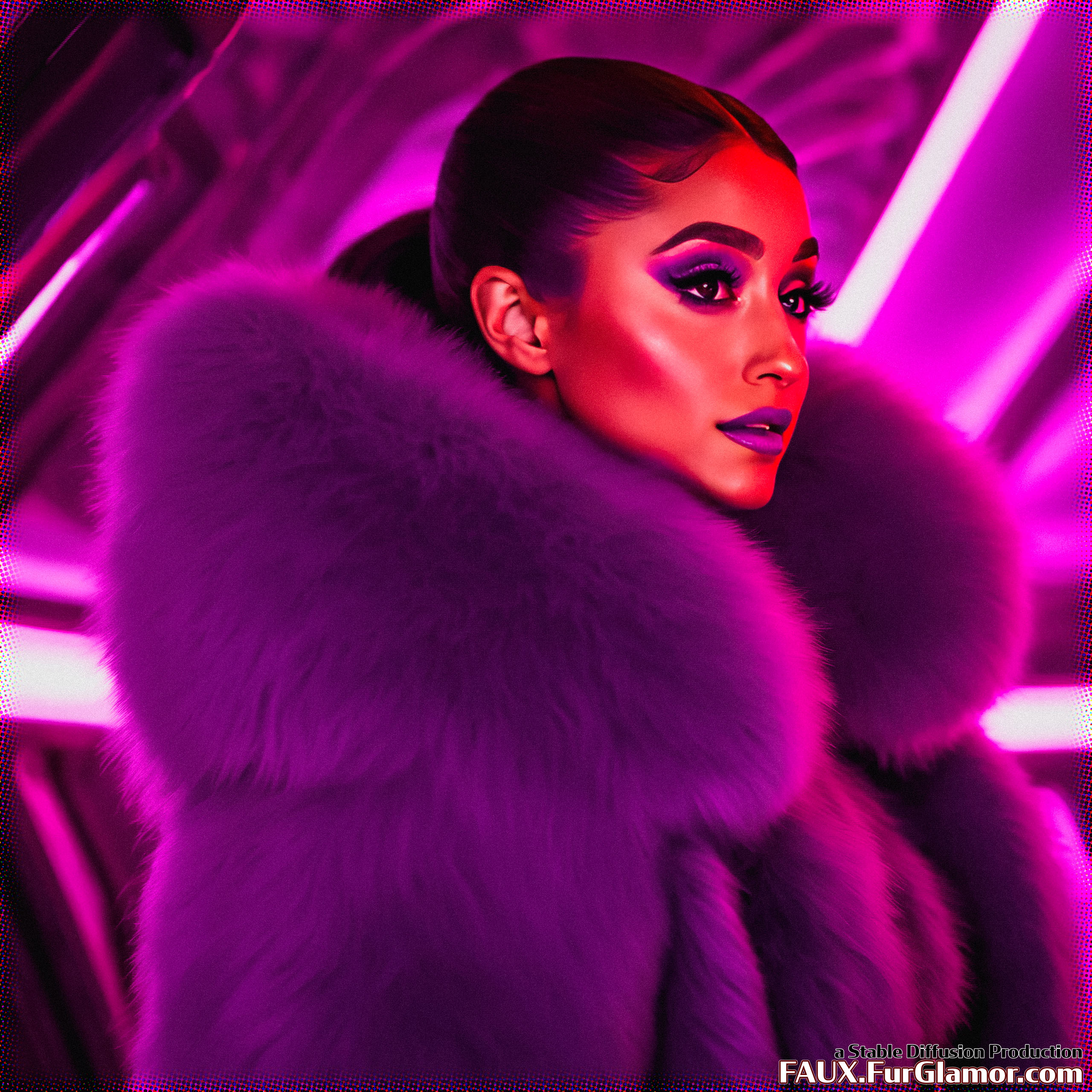 Stable Diffusion Render of Ariana Grande in a Fur Coat