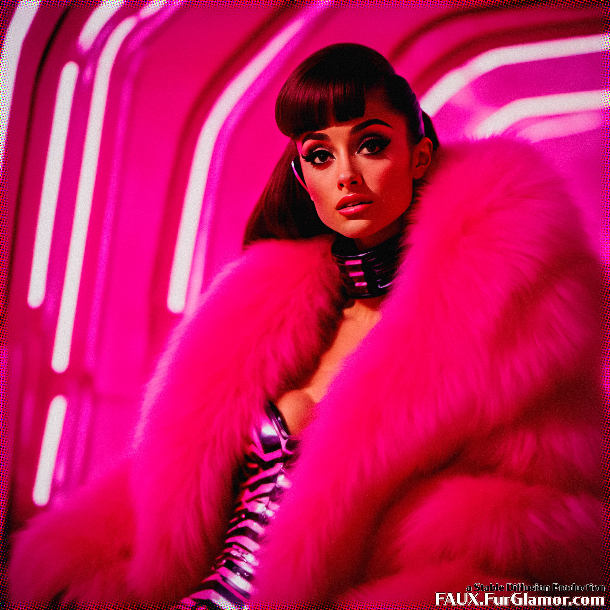 Stable Diffusion Render of Ariana Grande in a Fur Coat