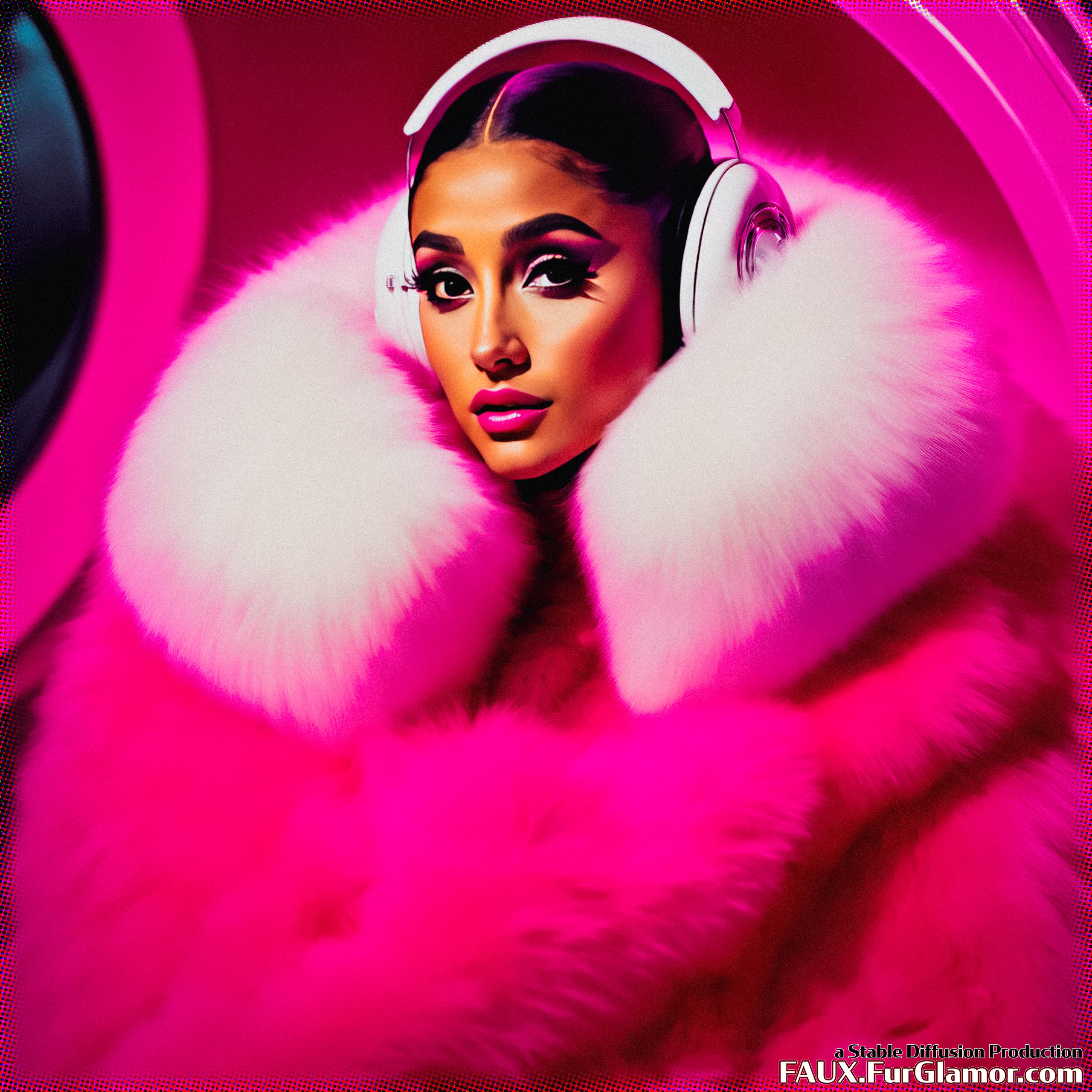 Stable Diffusion Render of Ariana Grande in a Fur Coat