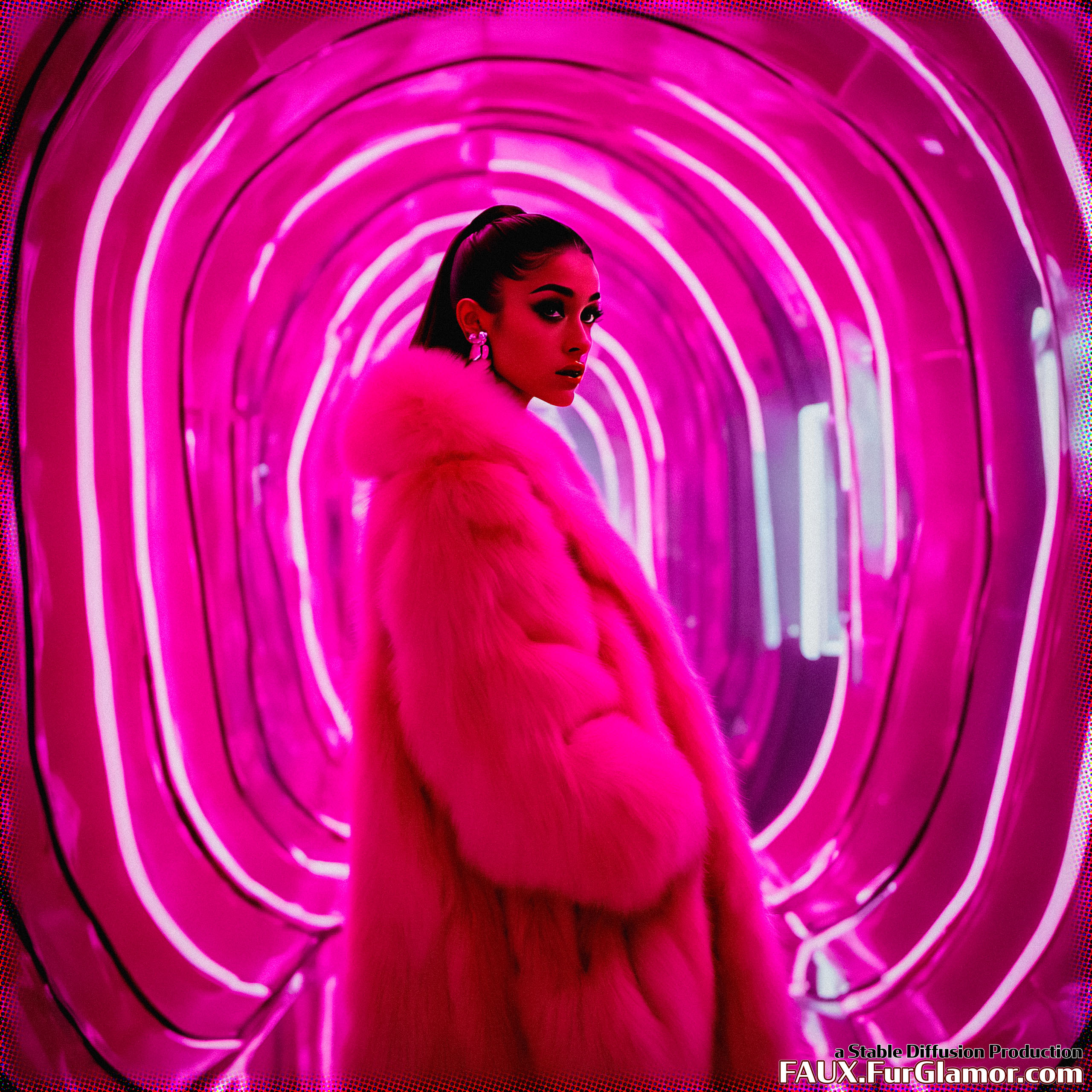Stable Diffusion Render of Ariana Grande in a Fur Coat