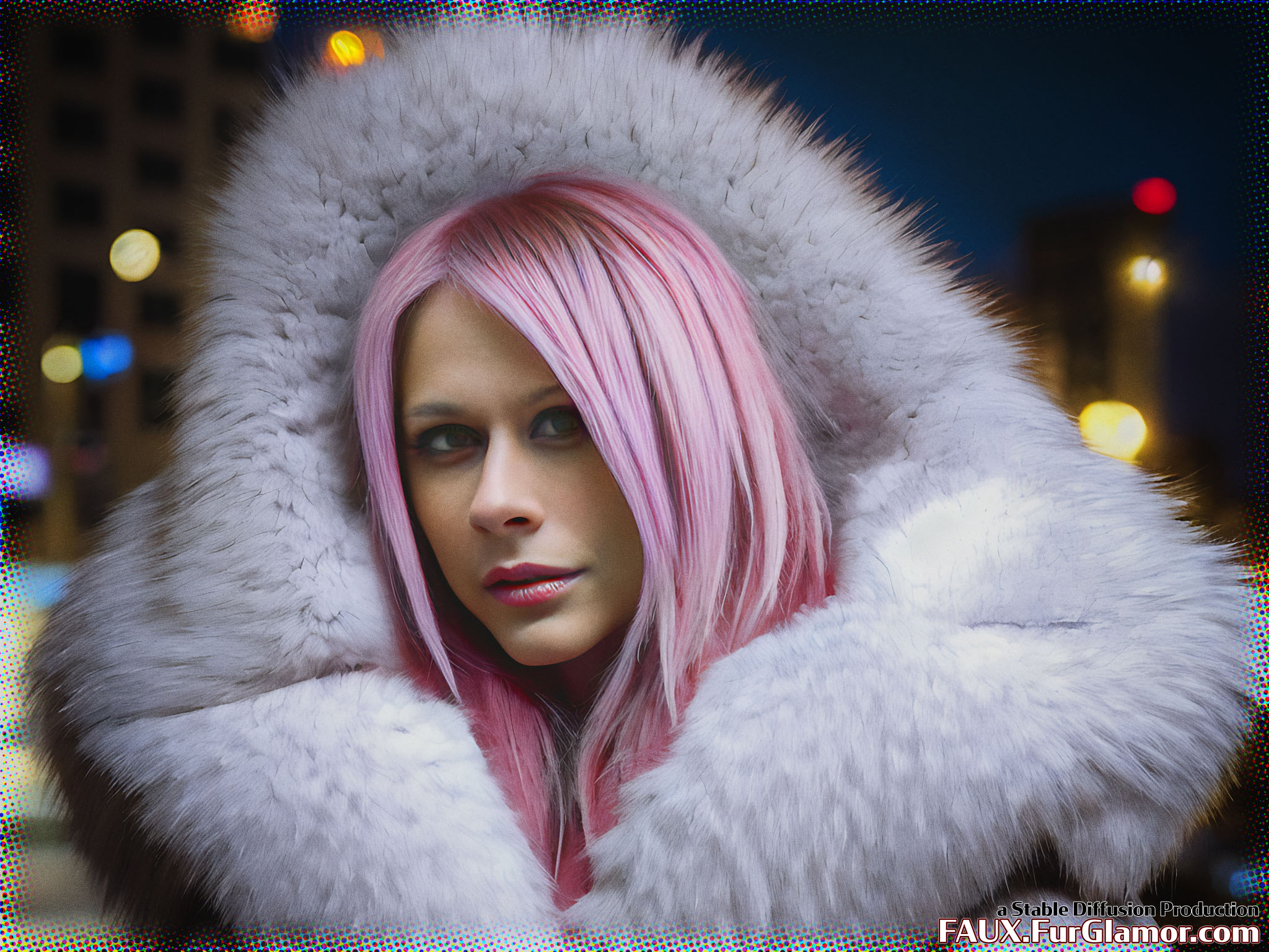 Stable Diffusion Render of Avril Lavigne in a Fur Coat