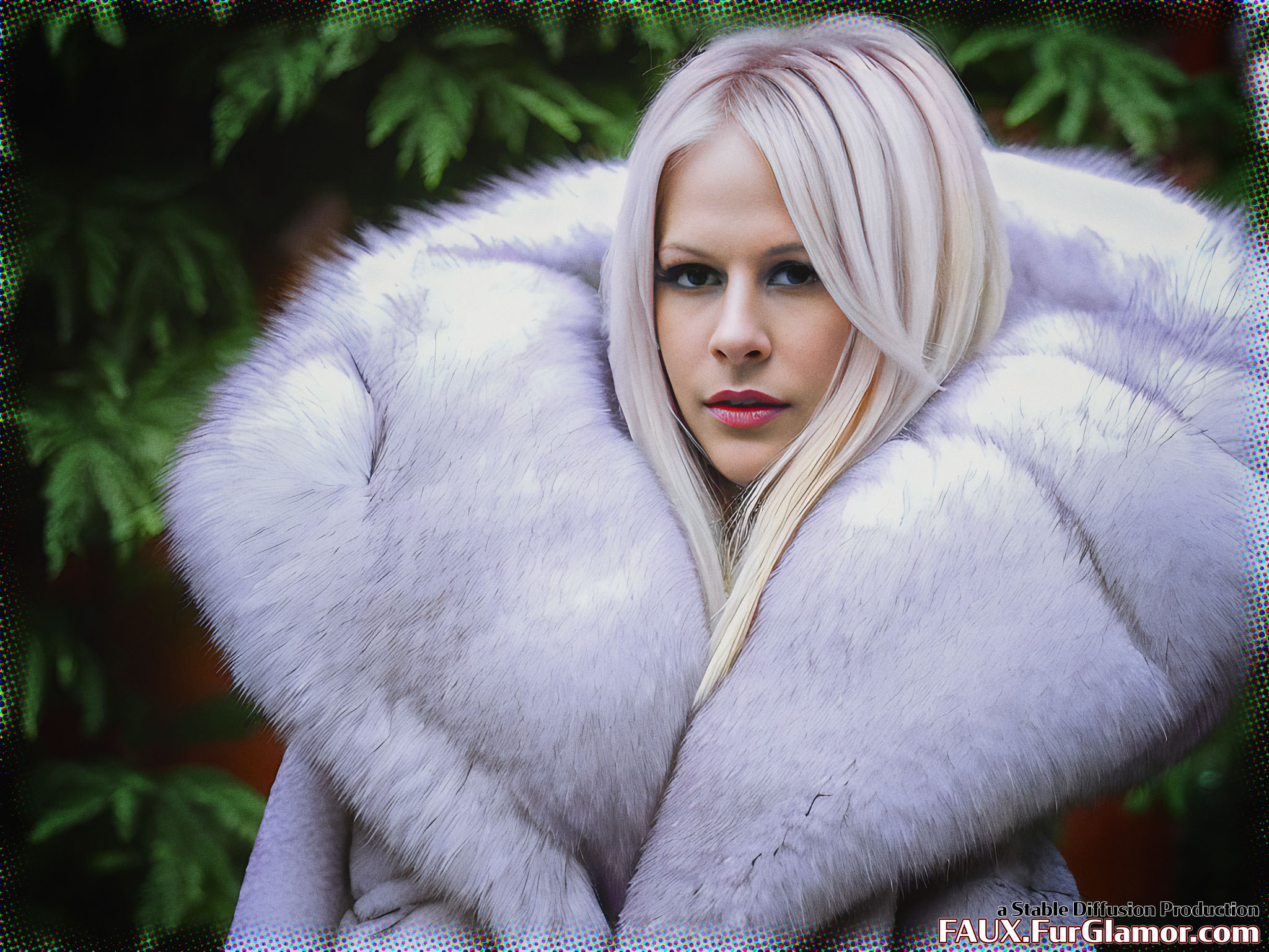 Stable Diffusion Render of Avril Lavigne in a Fur Coat