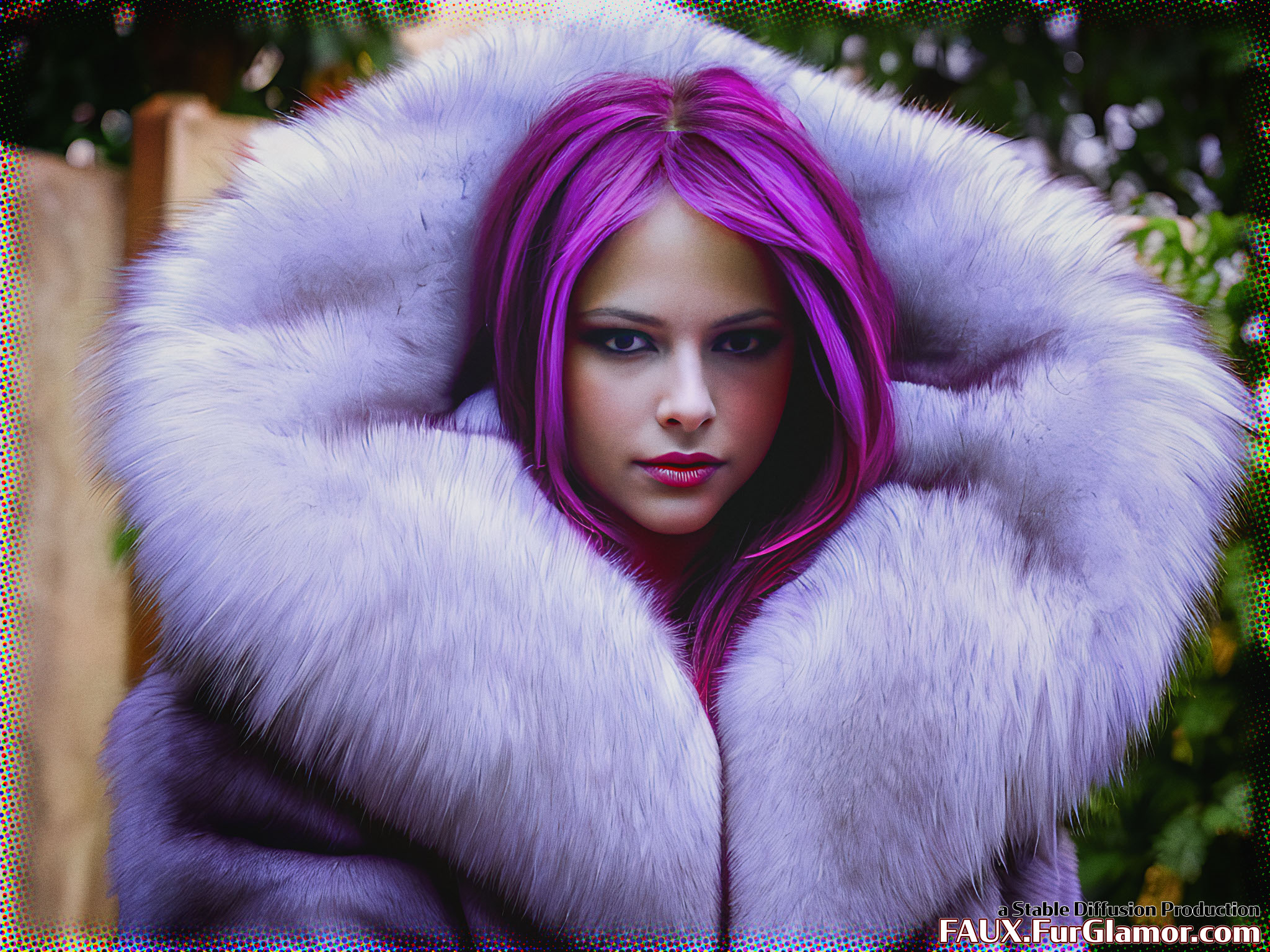 Stable Diffusion Render of Avril Lavigne in a Fur Coat