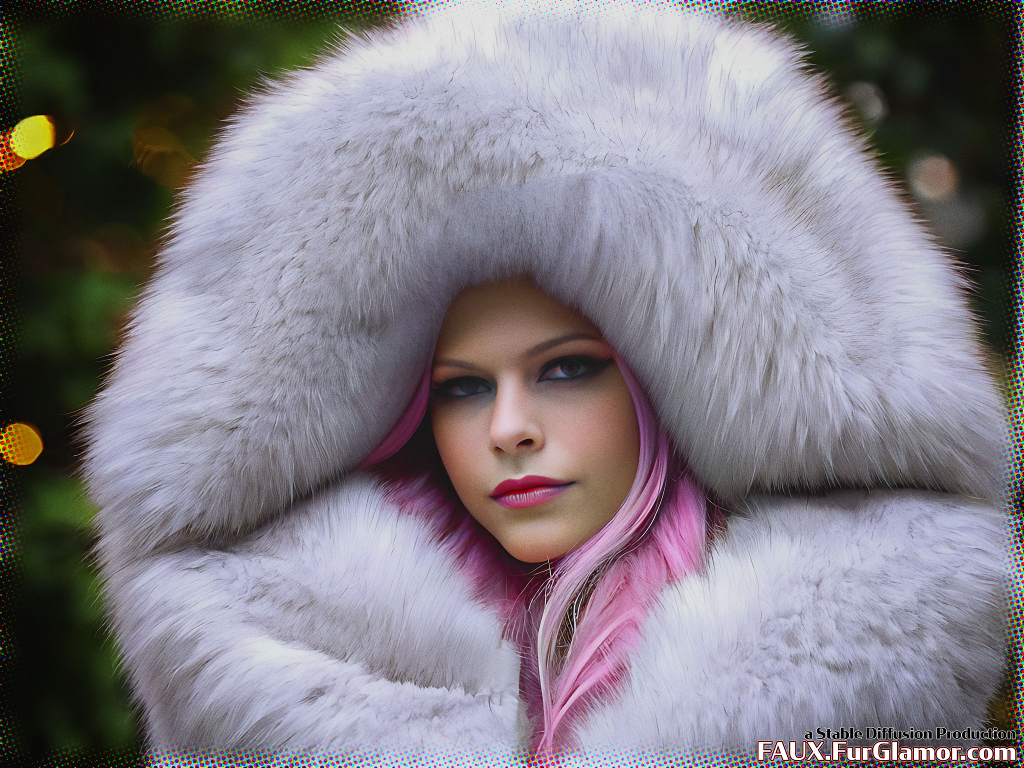 Stable Diffusion Render of Avril Lavigne in a Fur Coat