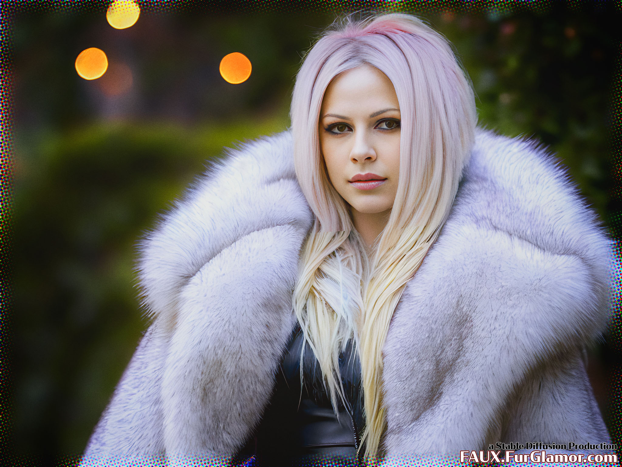 Stable Diffusion Render of Avril Lavigne in a Fur Coat