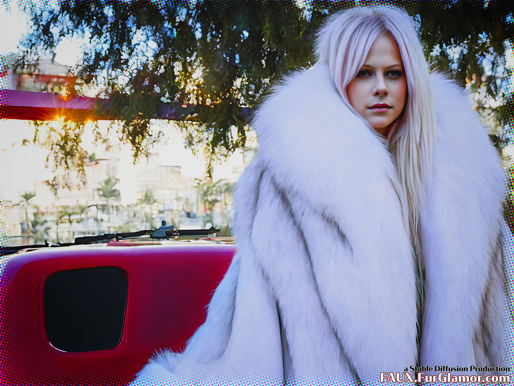 Stable Diffusion Render of Avril Lavigne in a Fur Coat