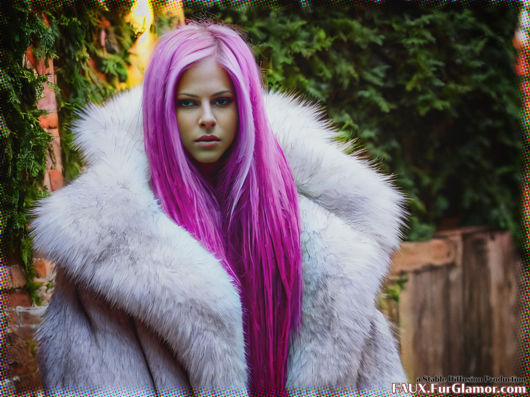 Stable Diffusion Render of Avril Lavigne in a Fur Coat
