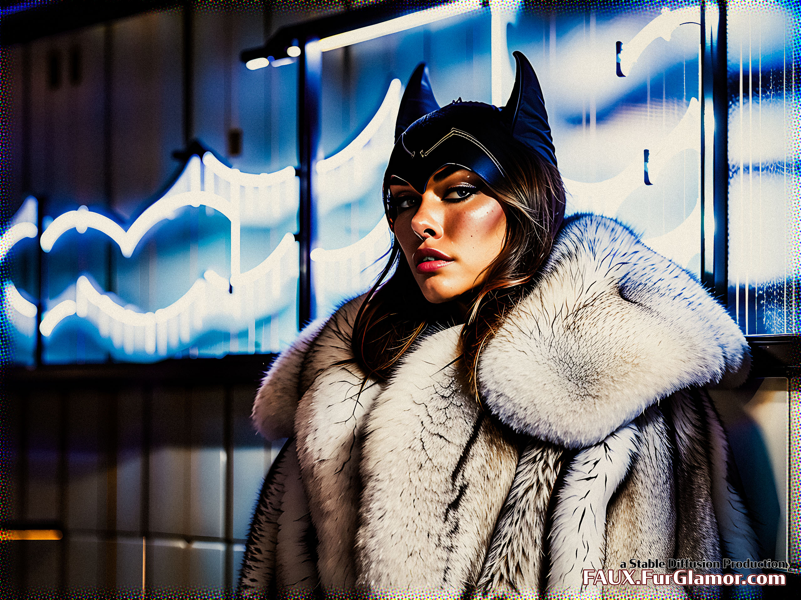 Stable Diffusion Render of Madison Beer in a Fur Coat