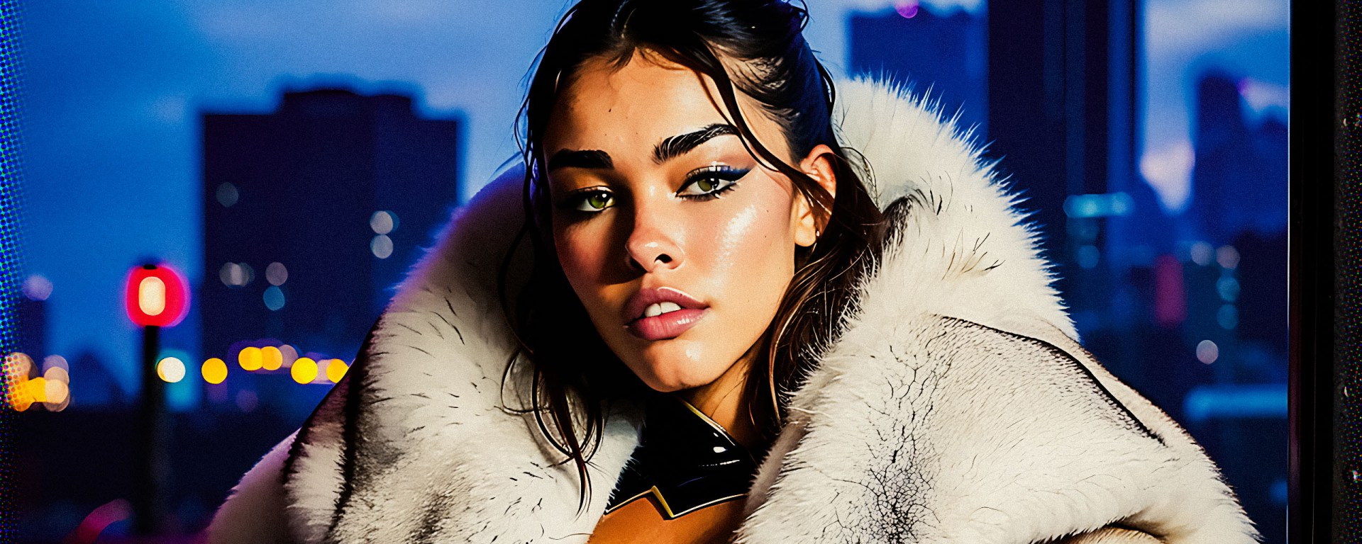 Stable Diffusion Render of Madison Beer in a Fur Coat