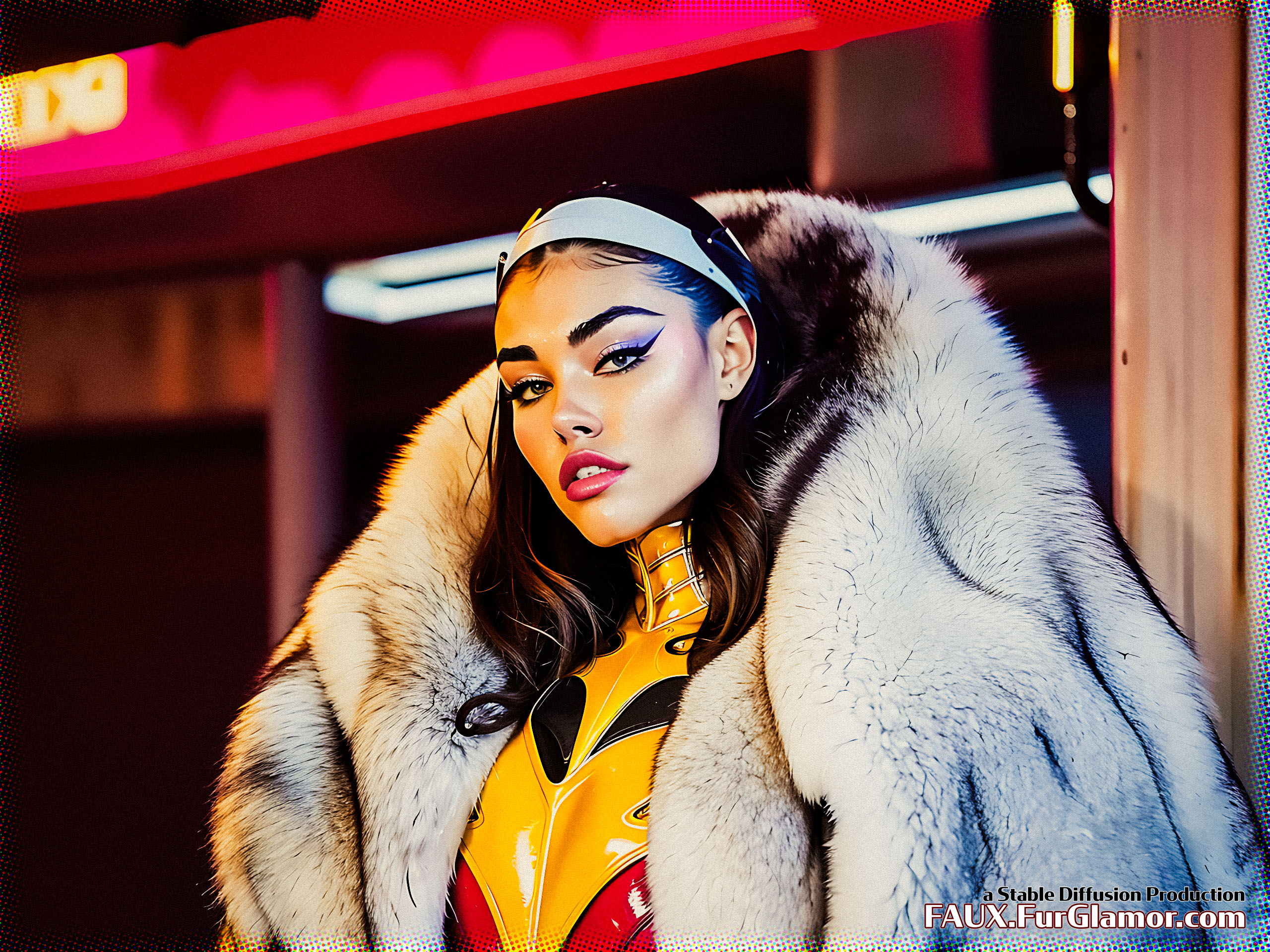 Stable Diffusion Render of Madison Beer in a Fur Coat