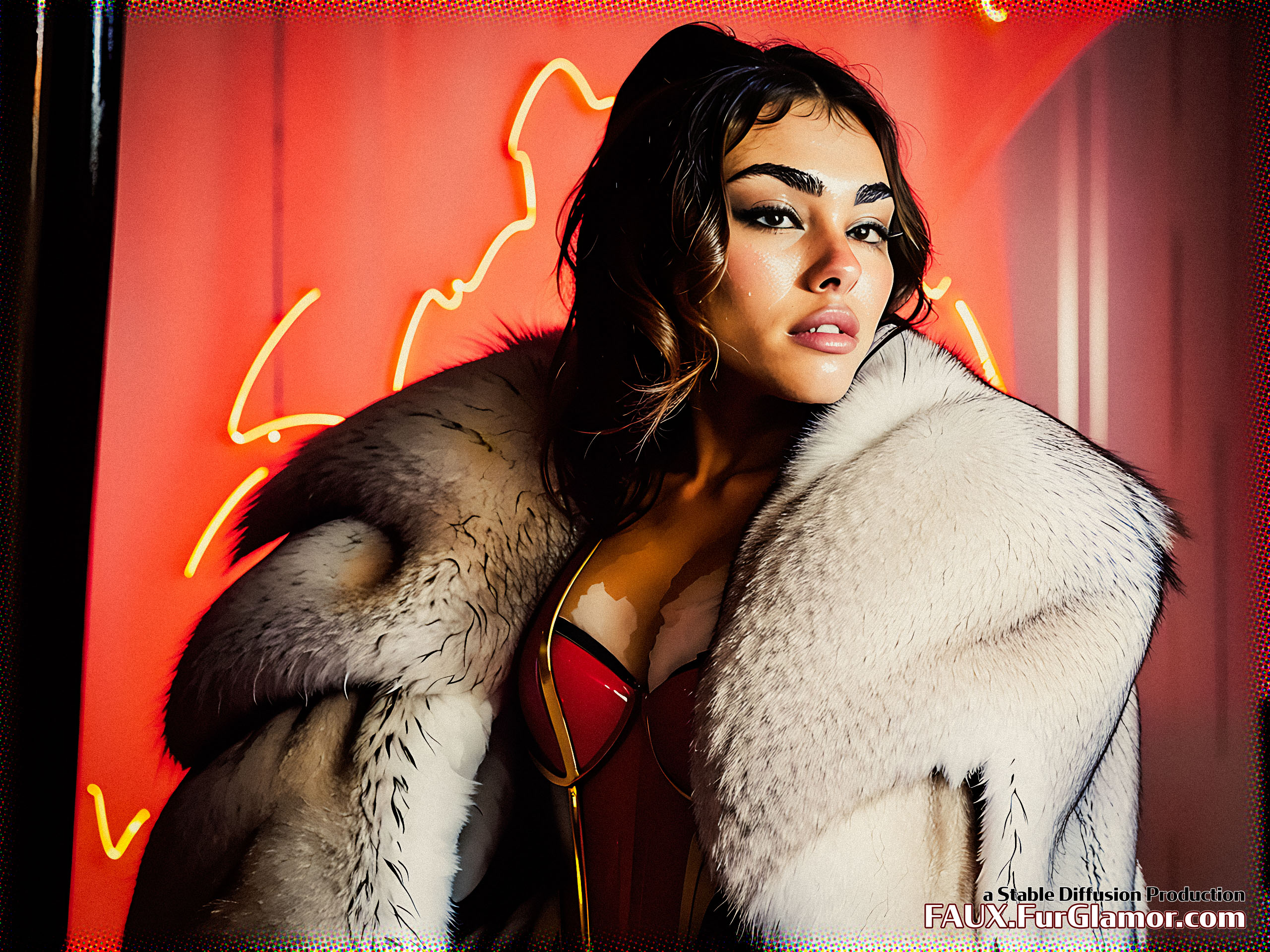 Stable Diffusion Render of Madison Beer in a Fur Coat