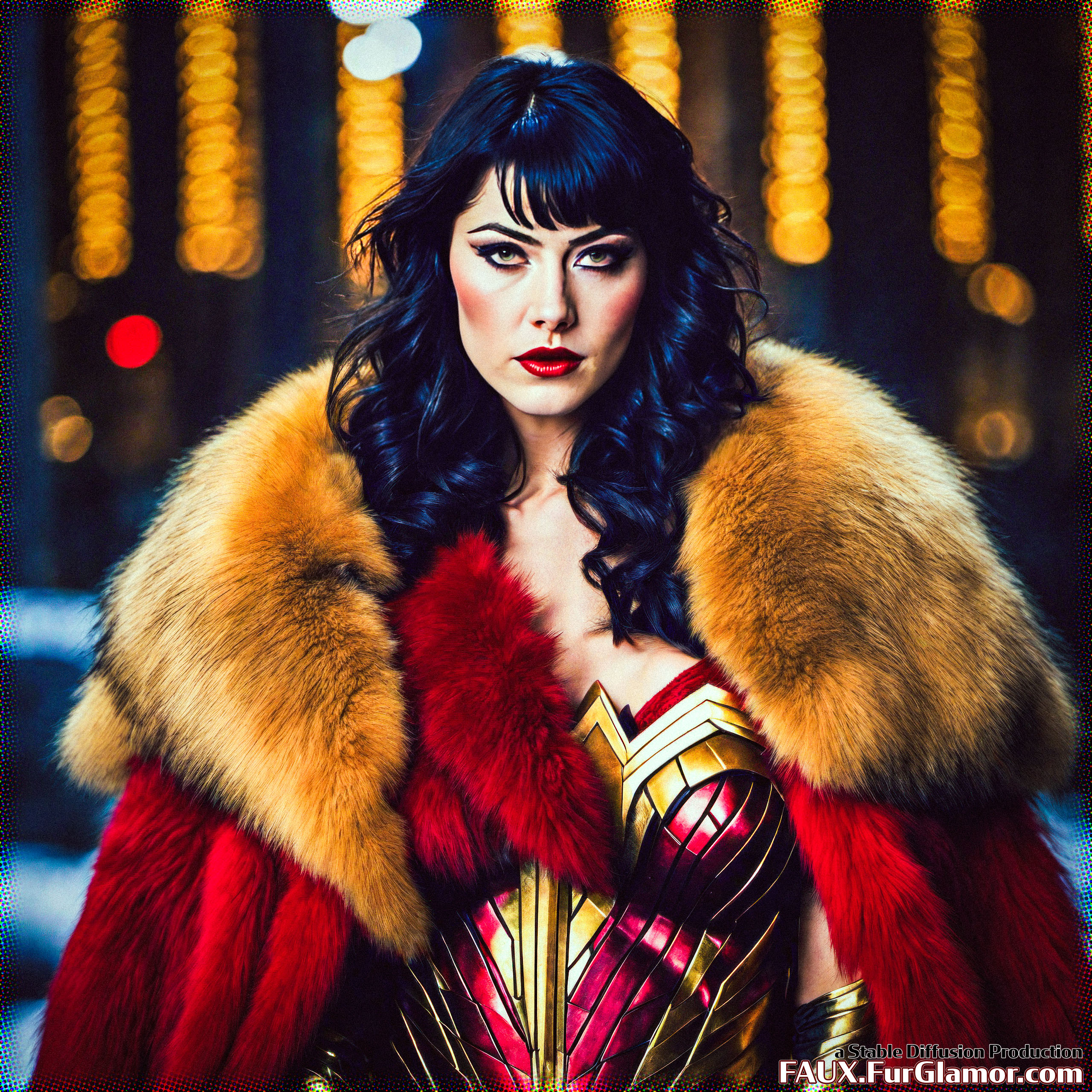 Stable Diffusion Render of Mary Elizabeth Winstead in a Fur Coat