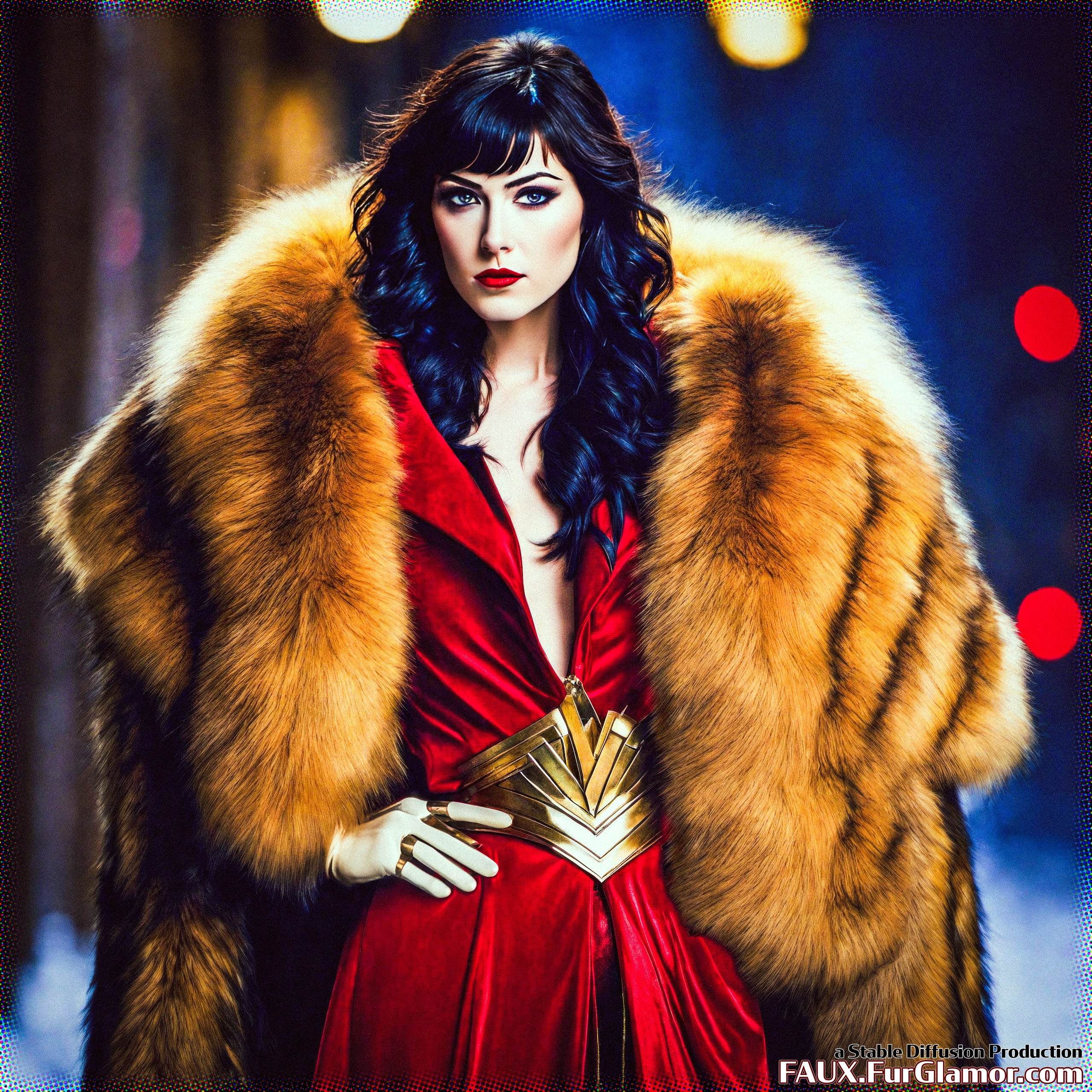Stable Diffusion Render of Mary Elizabeth Winstead in a Fur Coat