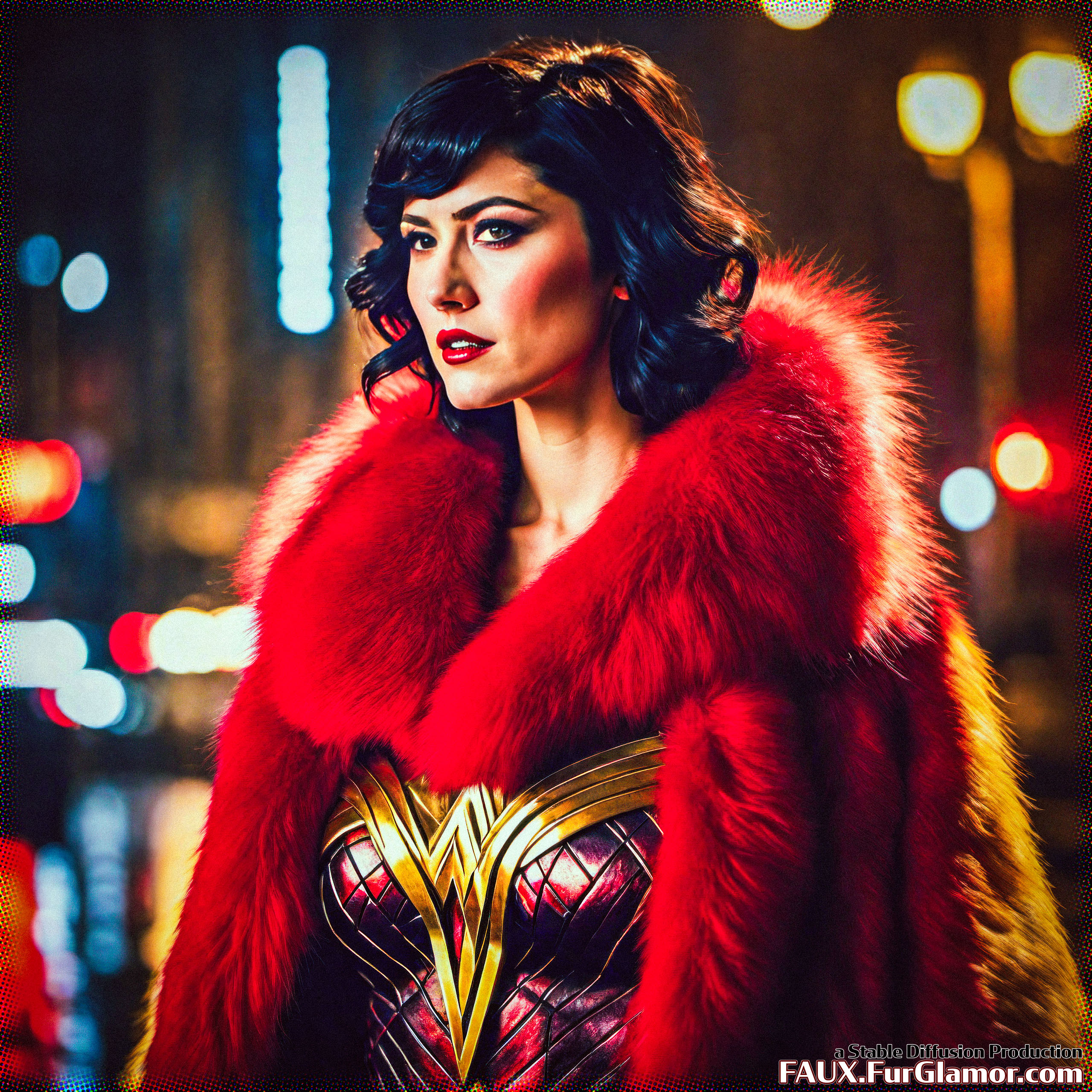 Stable Diffusion Render of Mary Elizabeth Winstead in a Fur Coat