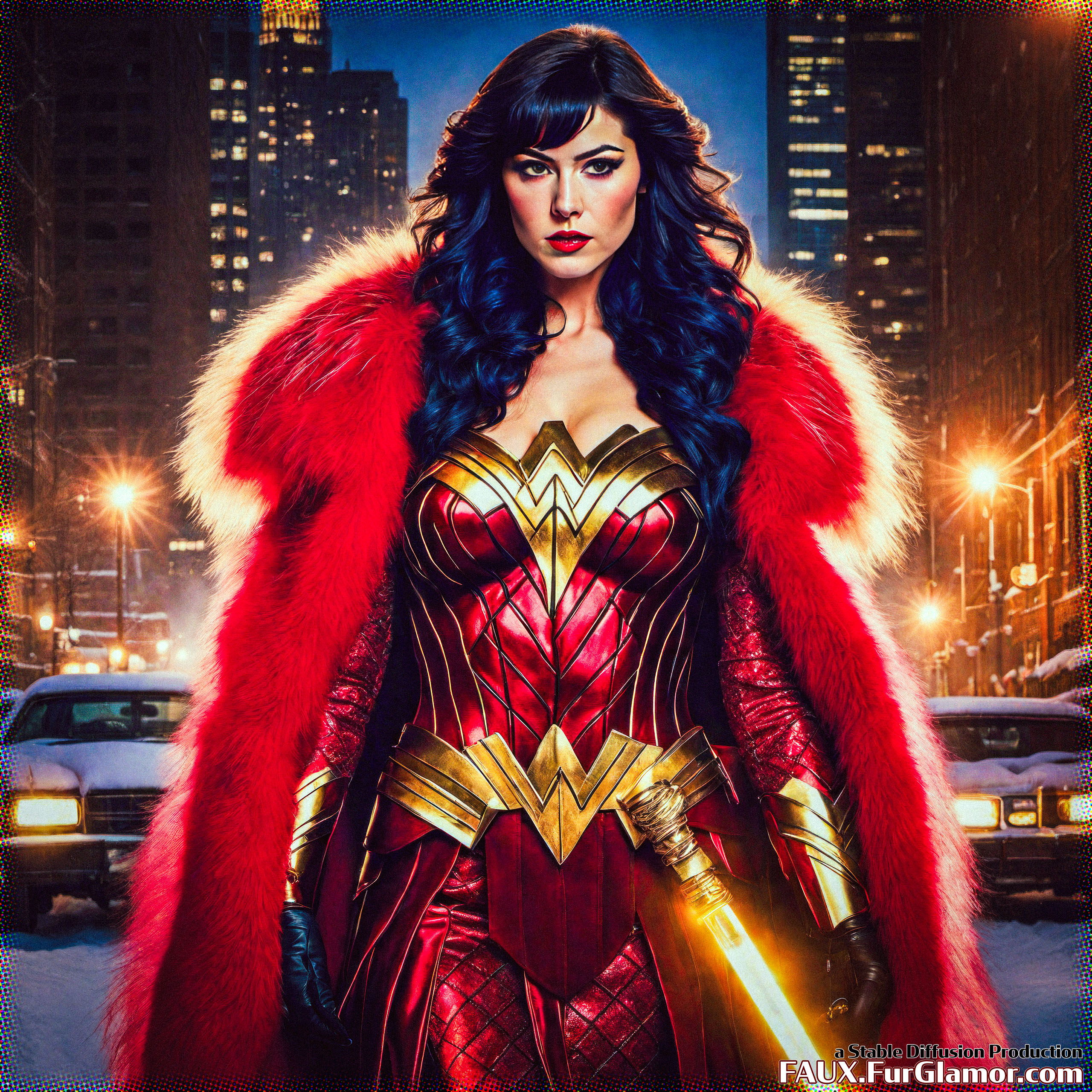 Stable Diffusion Render of Mary Elizabeth Winstead in a Fur Coat