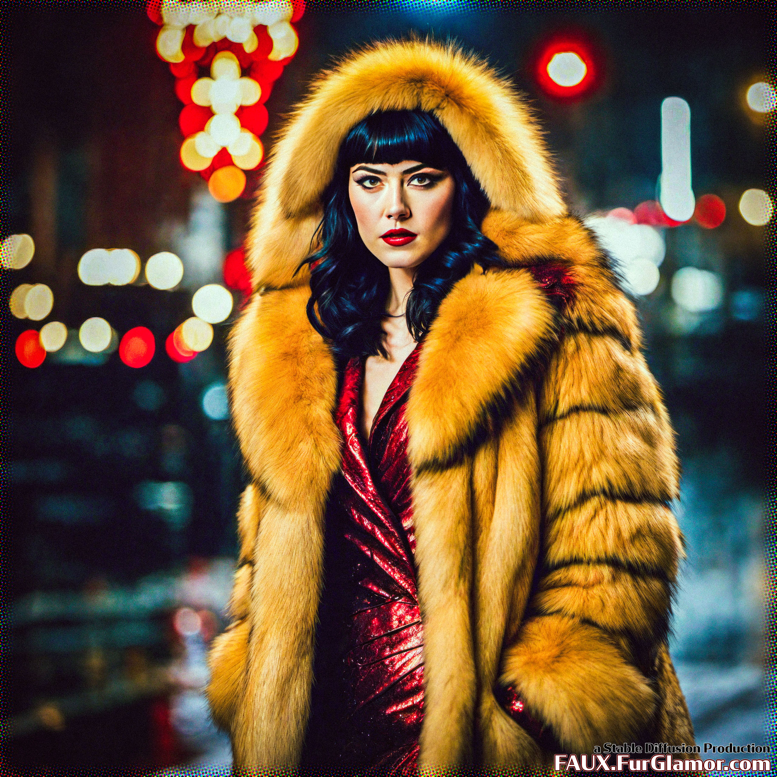 Stable Diffusion Render of Mary Elizabeth Winstead in a Fur Coat