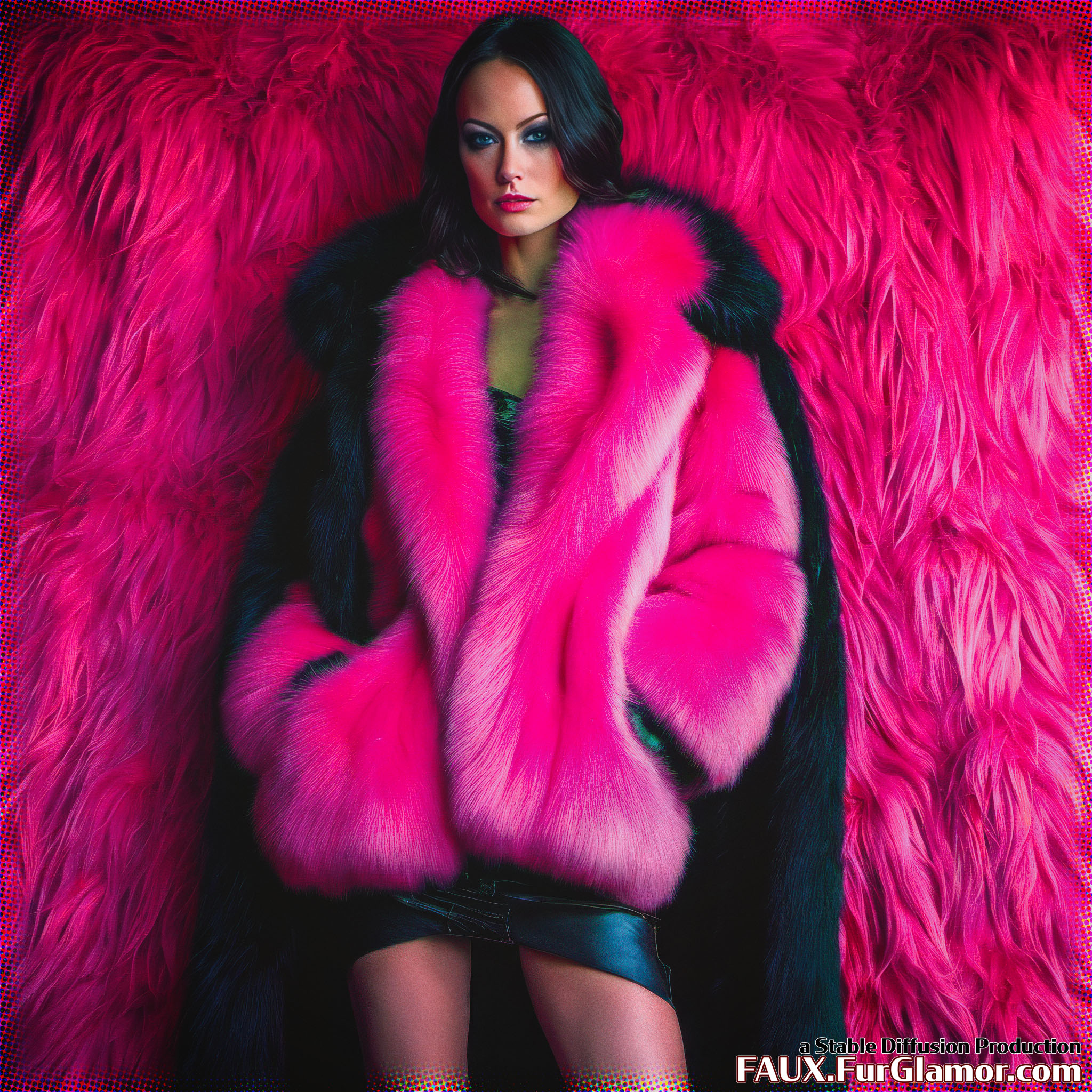 Stable Diffusion Render of Olivia Wilde in a Fur Coat