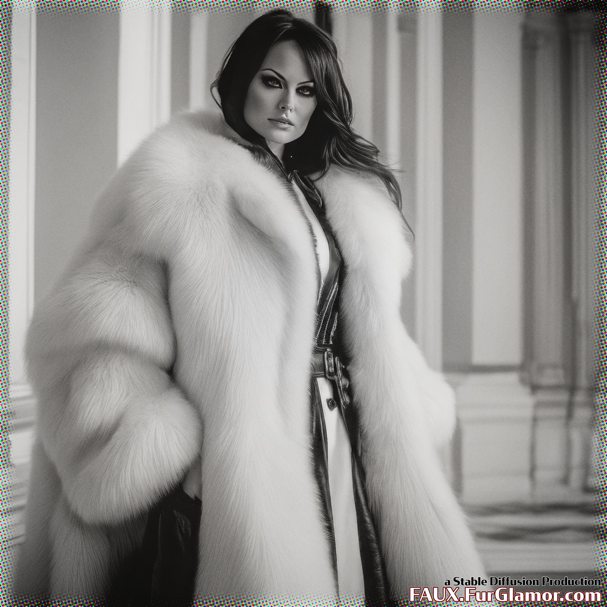 Stable Diffusion Render of Olivia Wilde in a Fur Coat