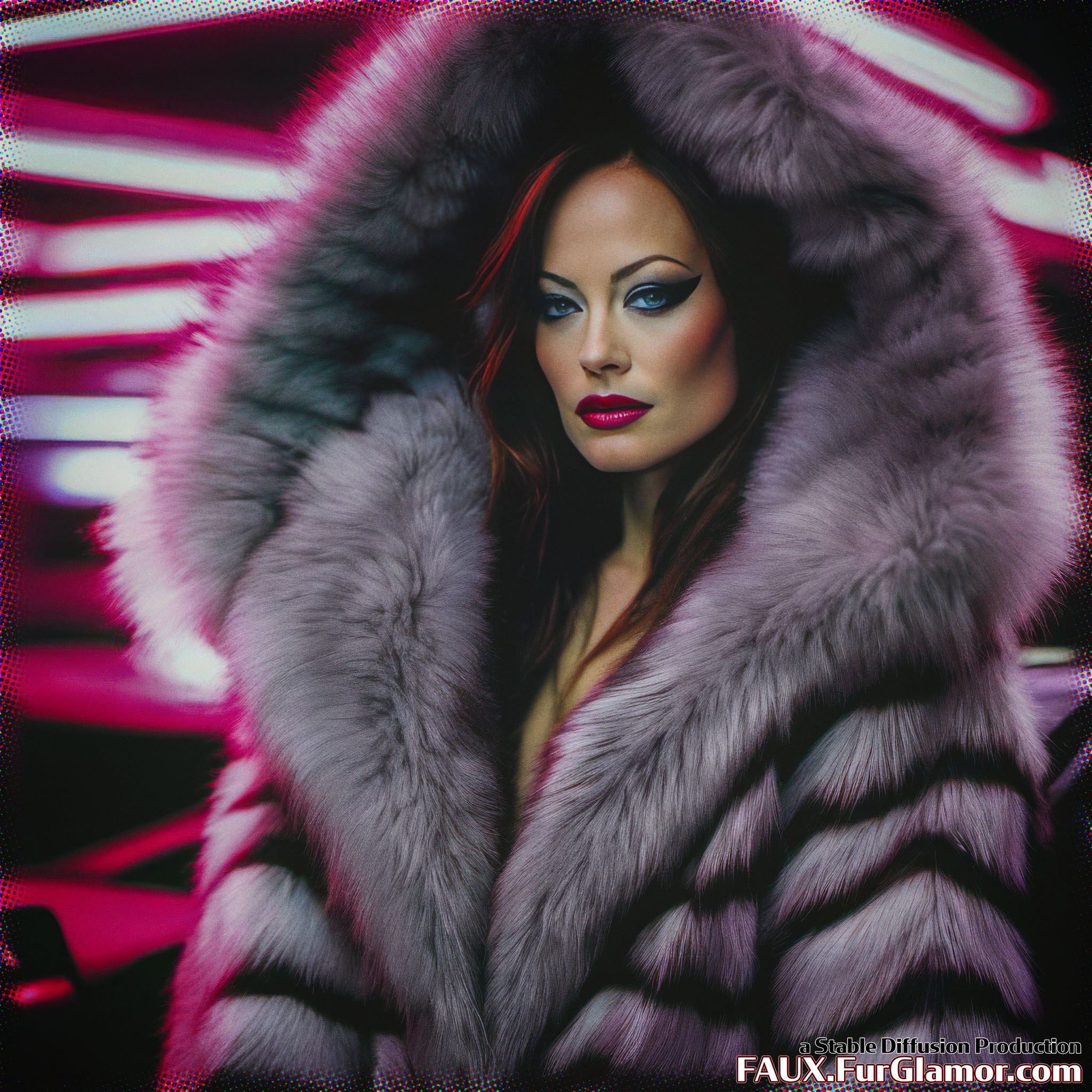 Stable Diffusion Render of Olivia Wilde in a Fur Coat