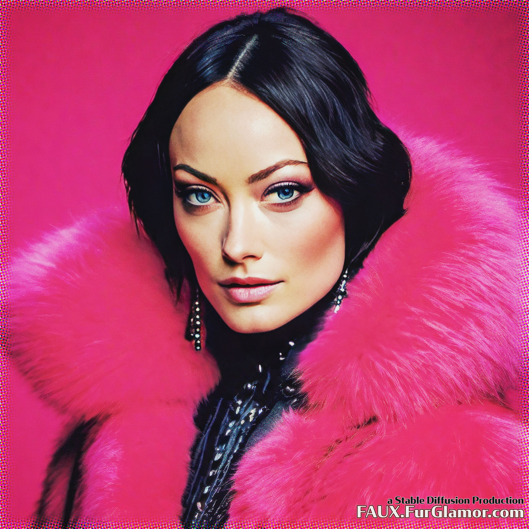Stable Diffusion Render of Olivia Wilde in a Fur Coat