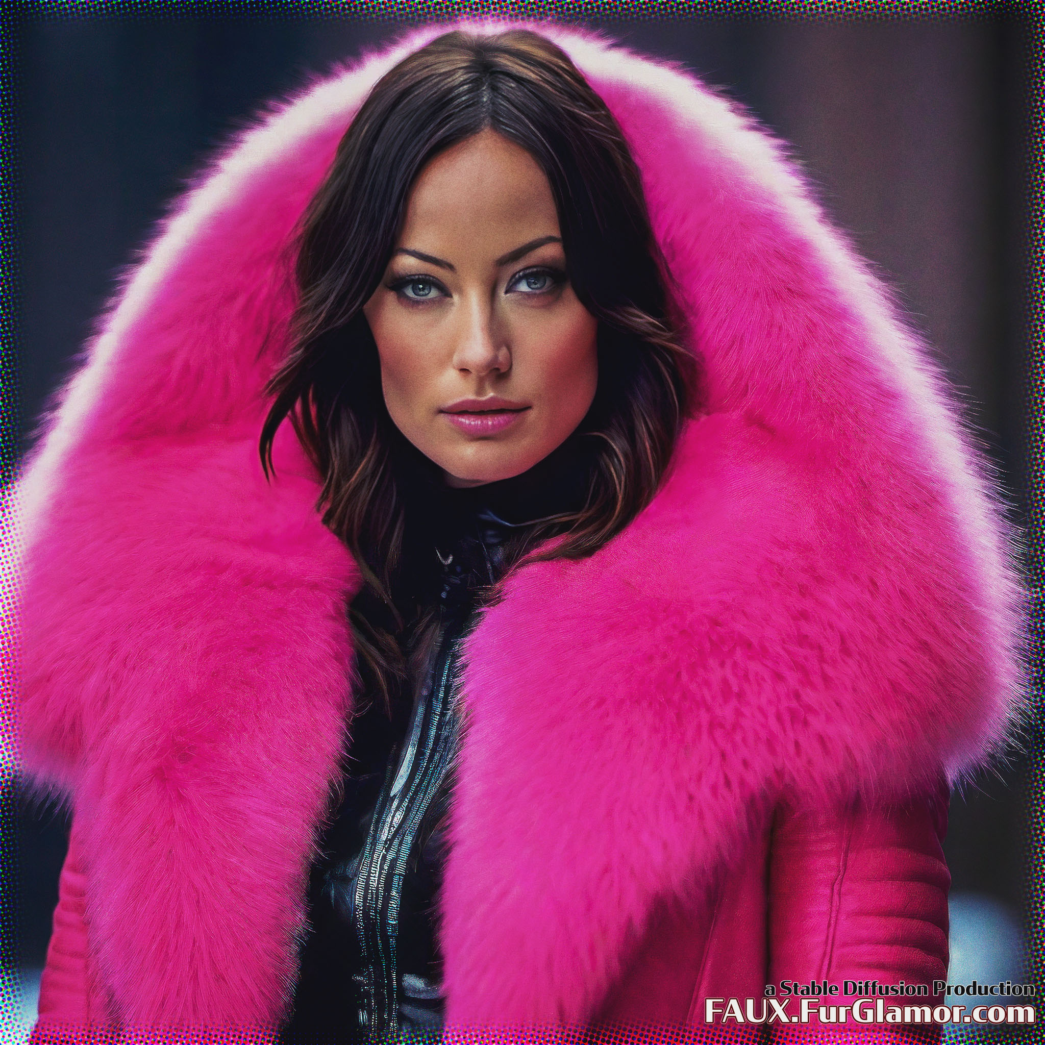 Stable Diffusion Render of Olivia Wilde in a Fur Coat