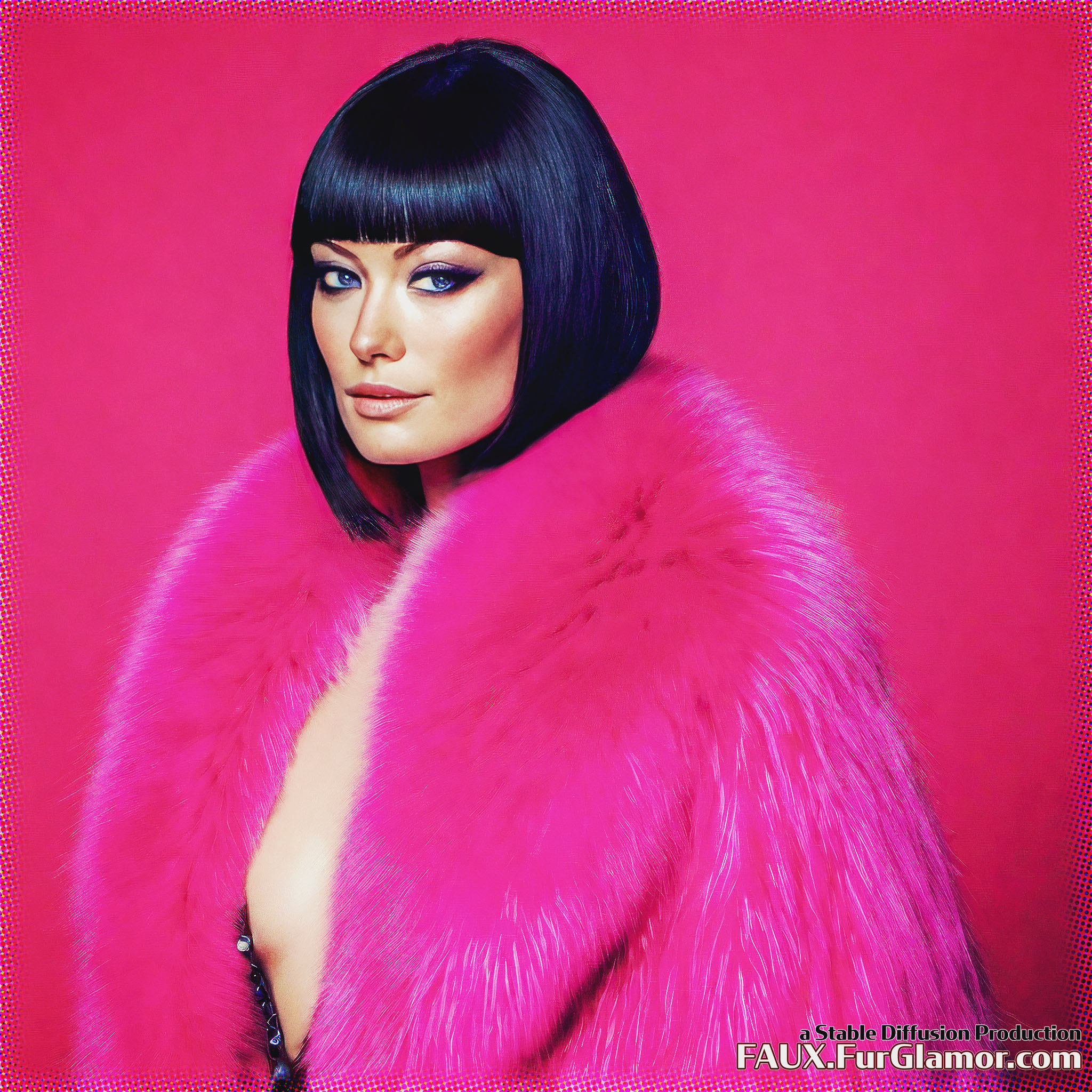 Stable Diffusion Render of Olivia Wilde in a Fur Coat