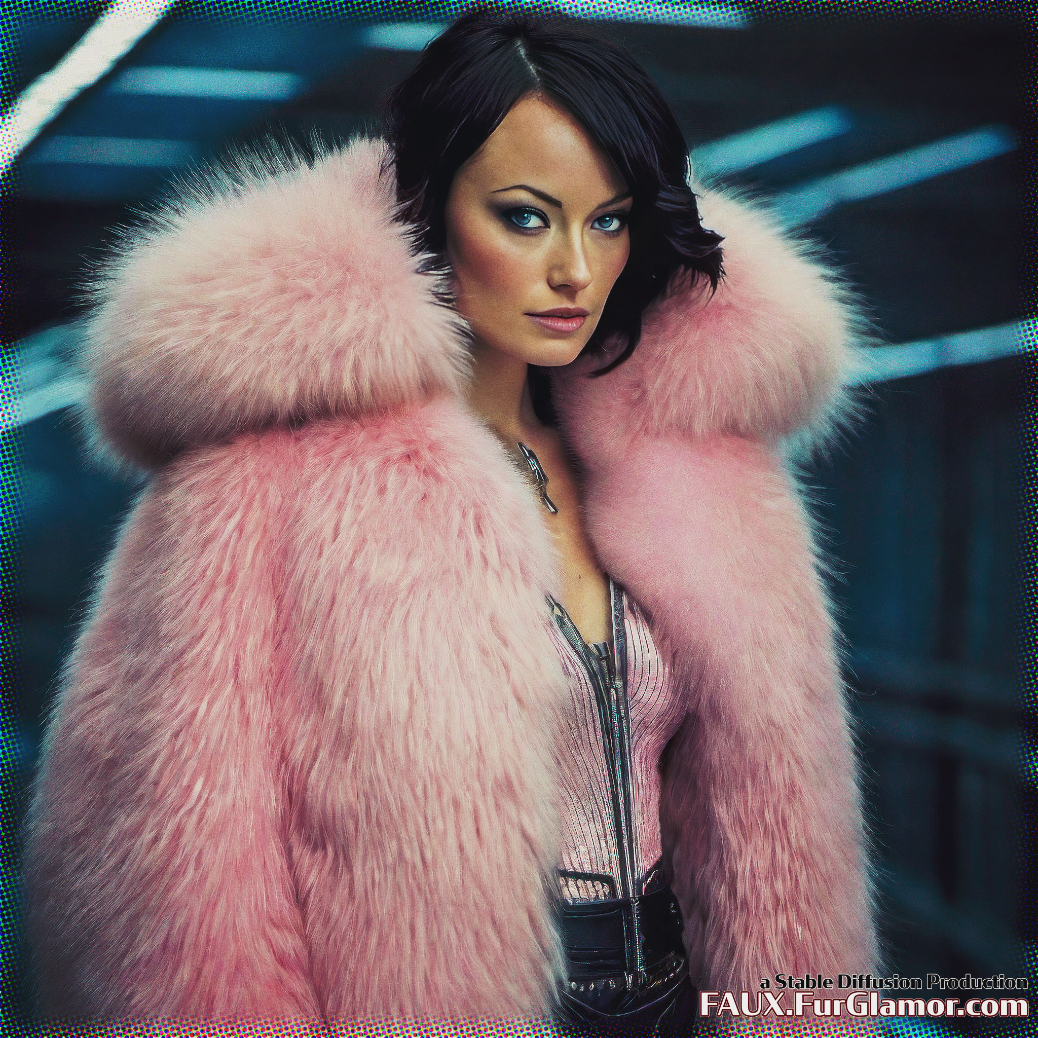 Stable Diffusion Render of Olivia Wilde in a Fur Coat