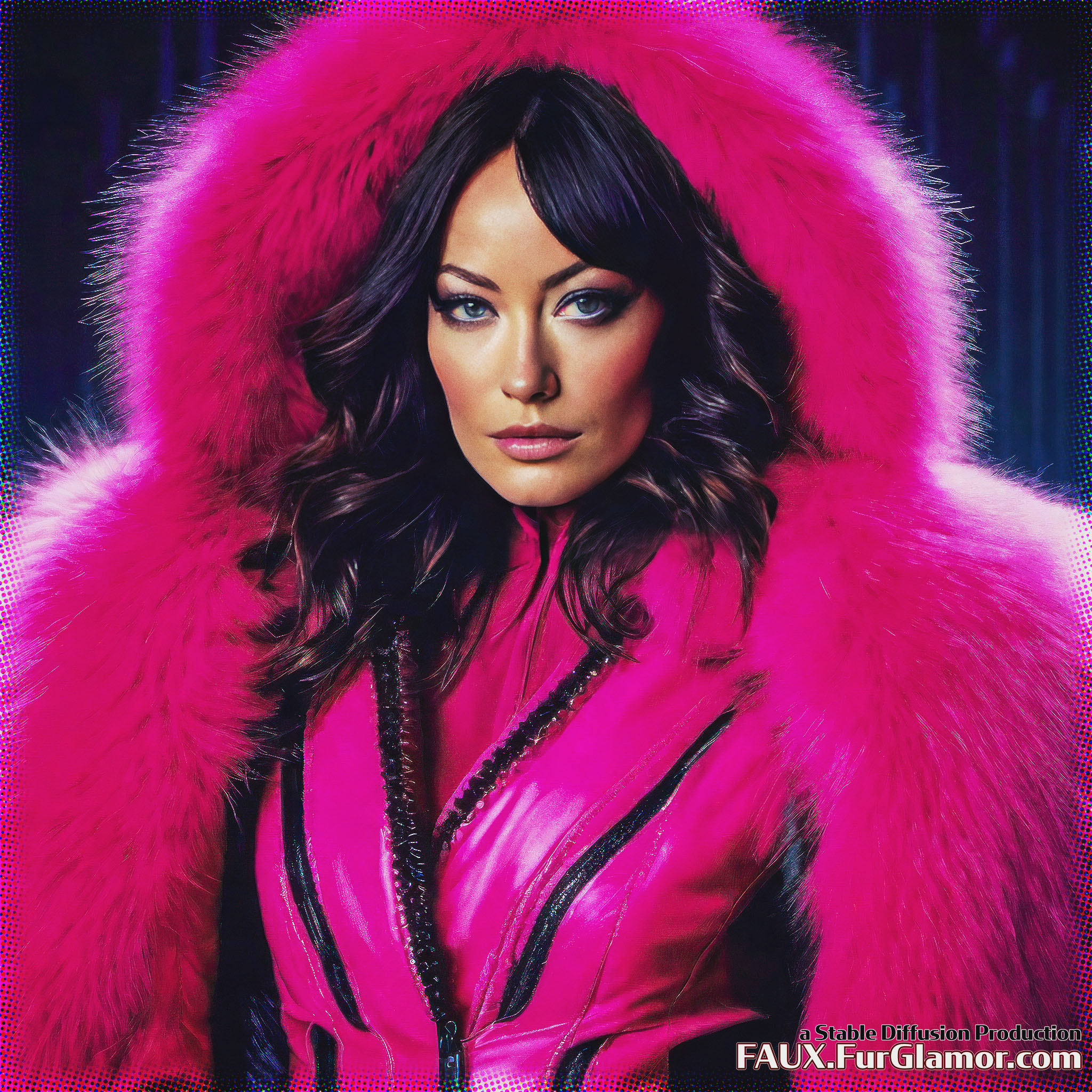 Stable Diffusion Render of Olivia Wilde in a Fur Coat