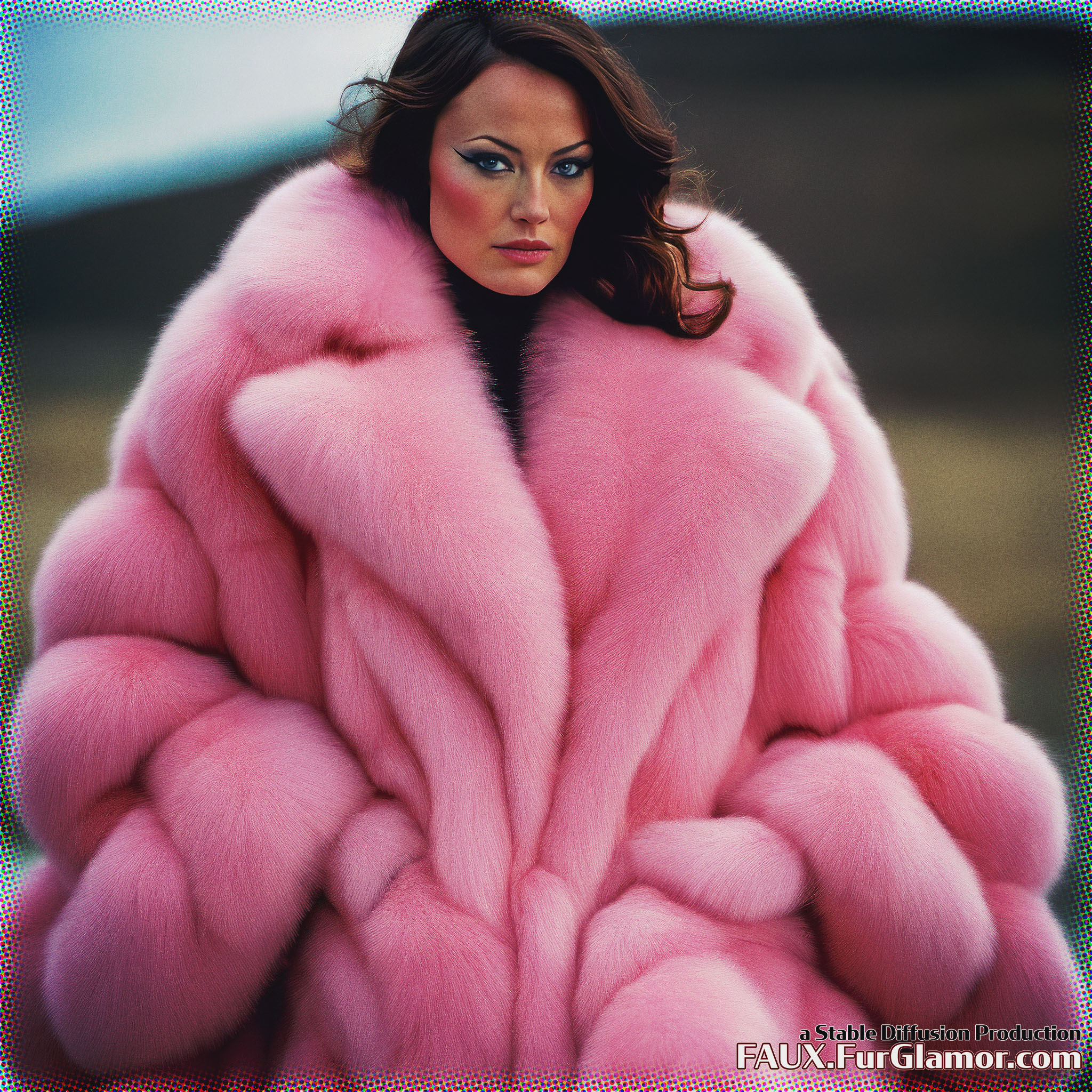 Stable Diffusion Render of Olivia Wilde in a Fur Coat