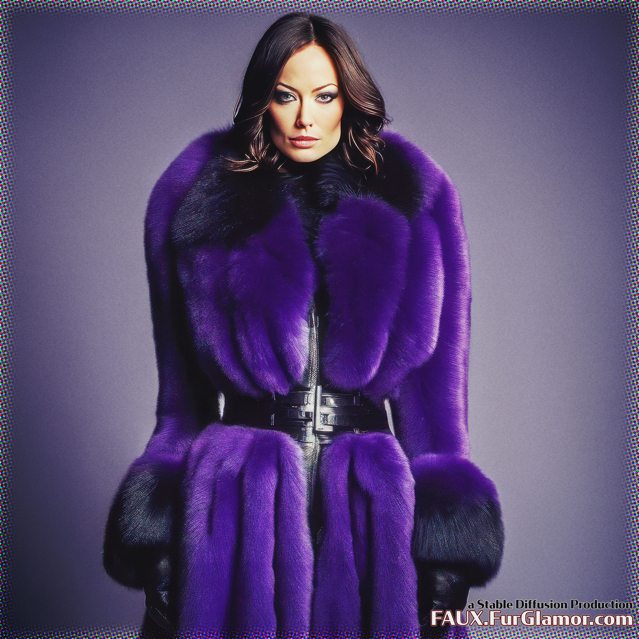 Stable Diffusion Render of Olivia Wilde in a Fur Coat